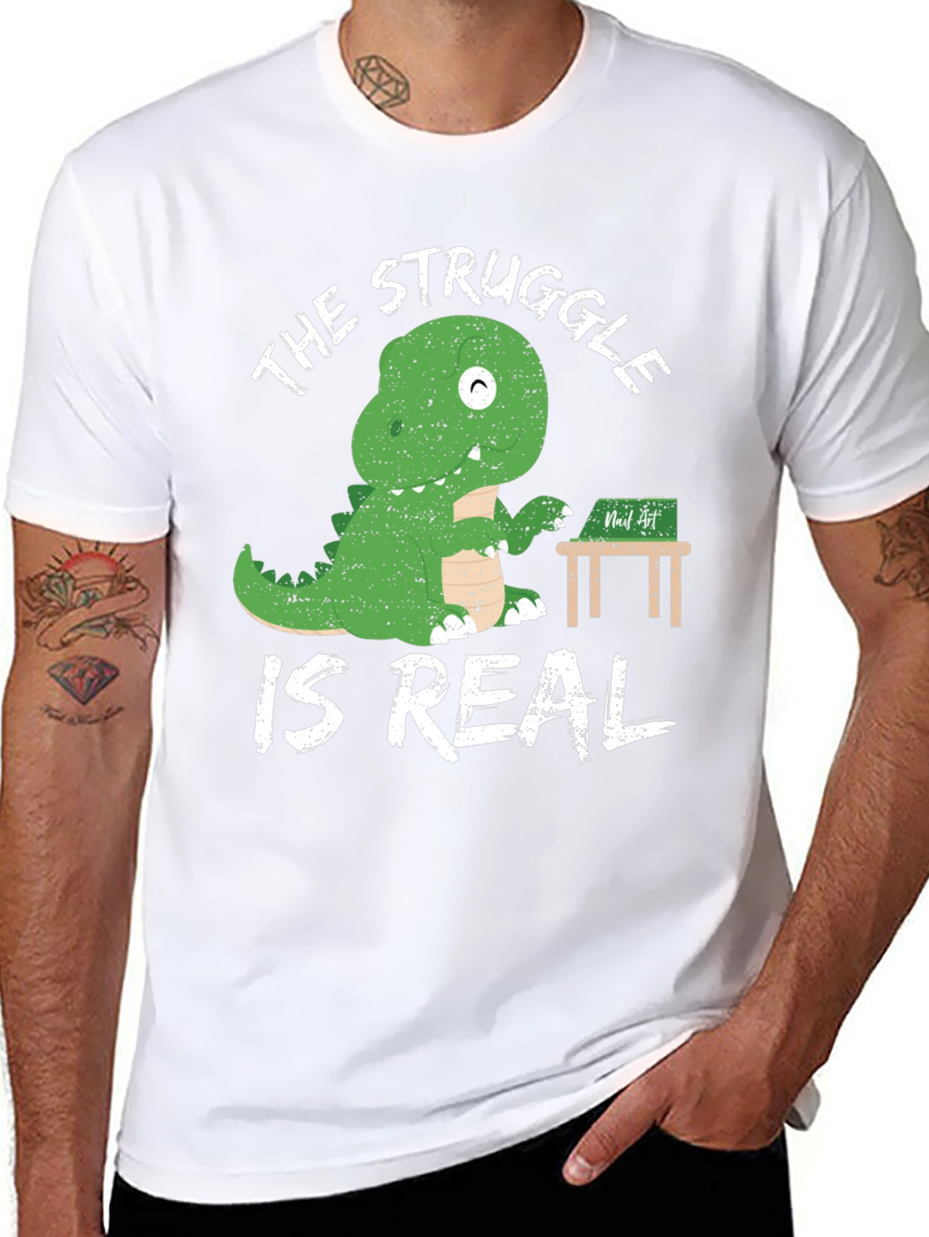 Dinosaur Writer T-Shirt The Struggle is Real Funny Tee