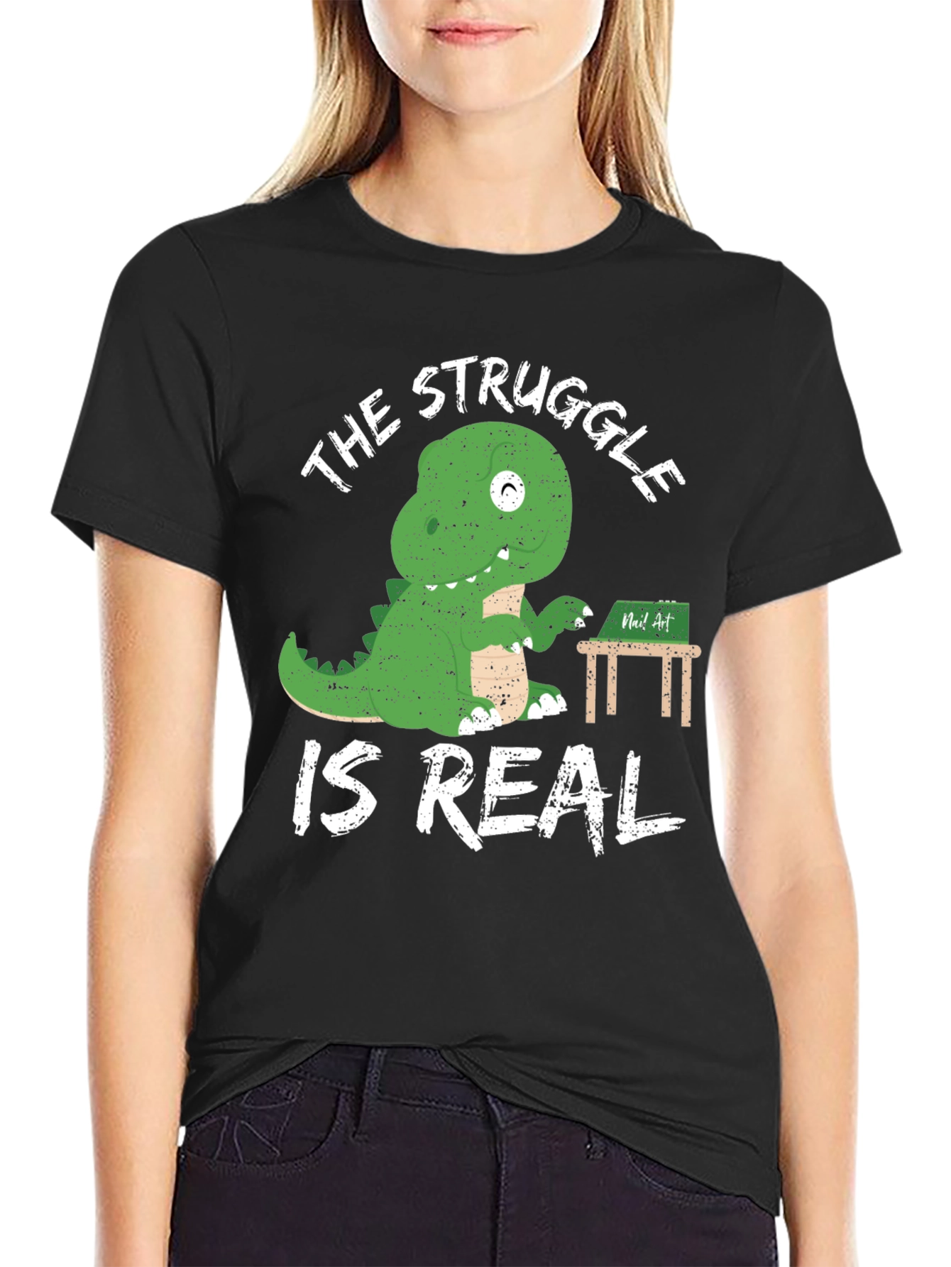 Dinosaur Writer T-Shirt The Struggle is Real Funny Tee