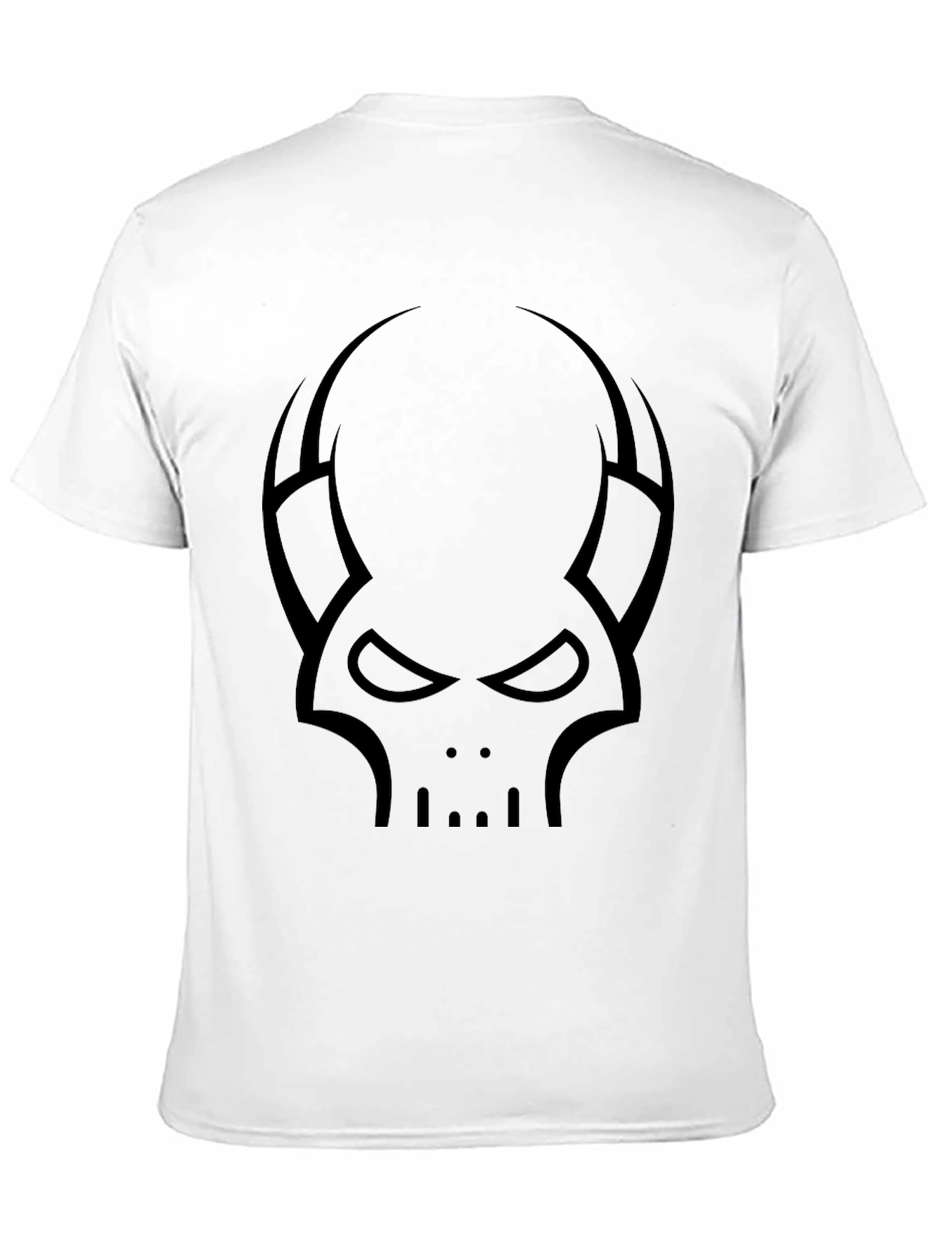 Skull Horns Graphic Tee - Black Cotton Casual