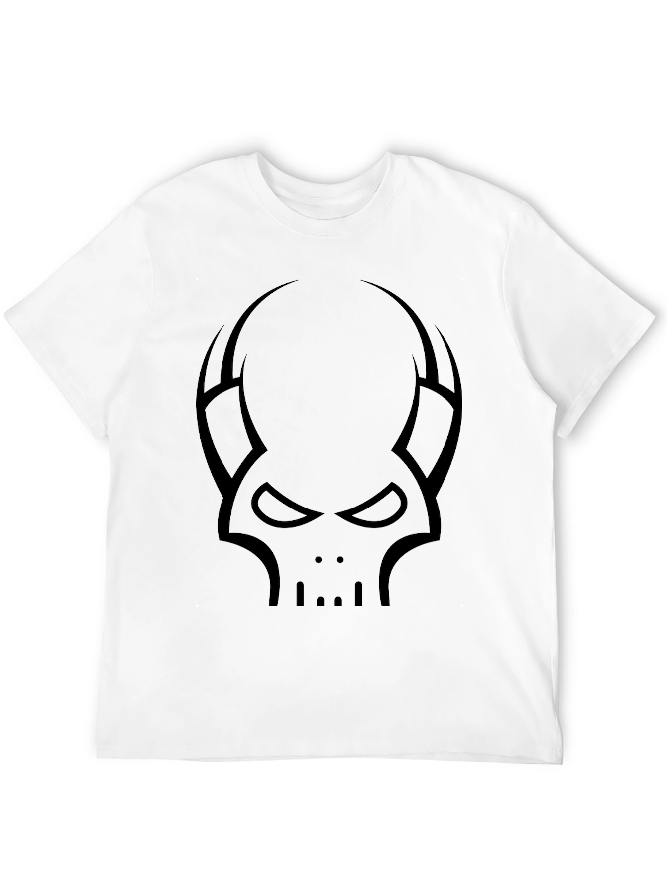 Skull Horns Graphic Tee - Black Cotton Casual
