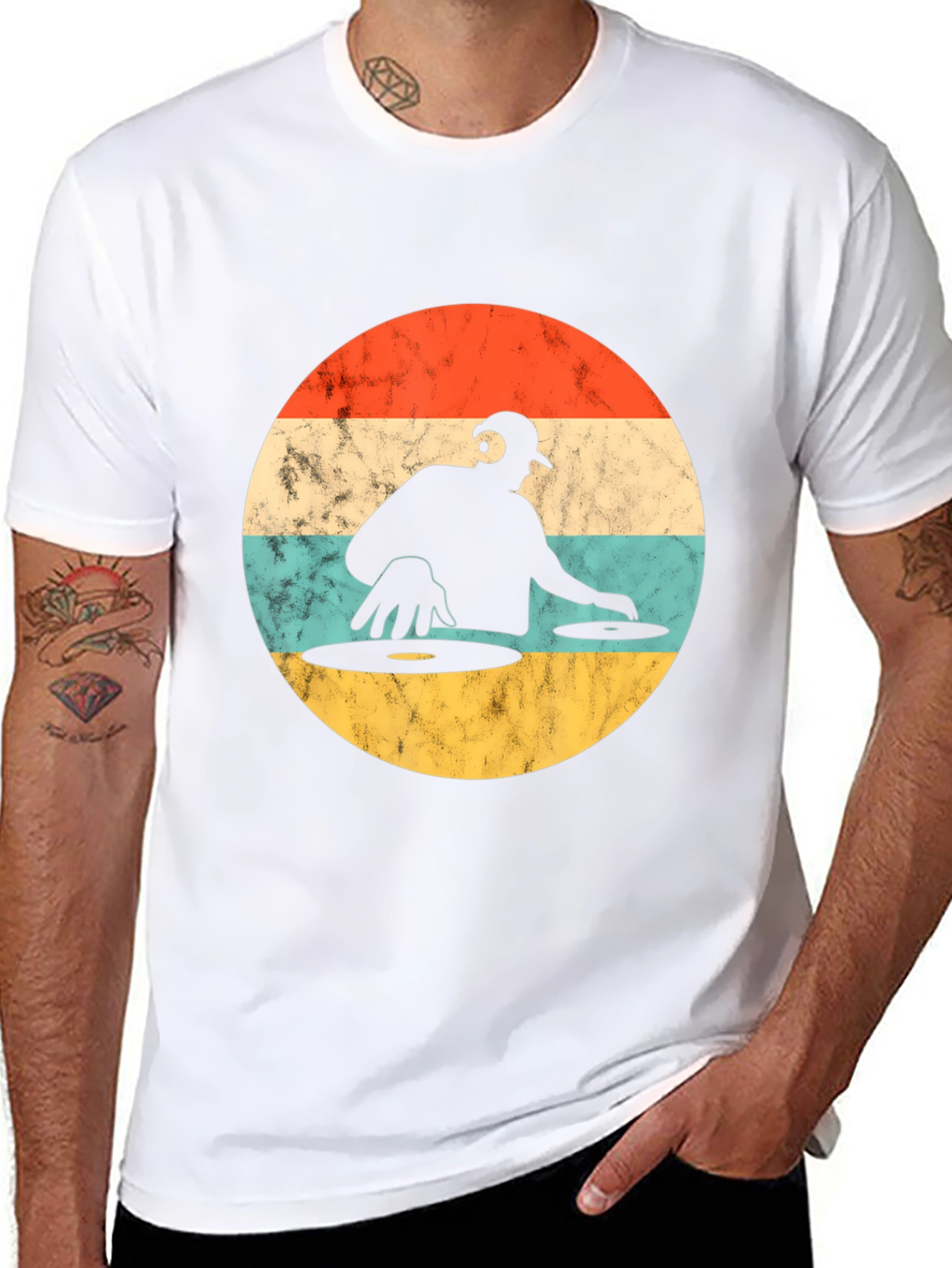 Retro DJ Graphic T-Shirt - Turntable Design