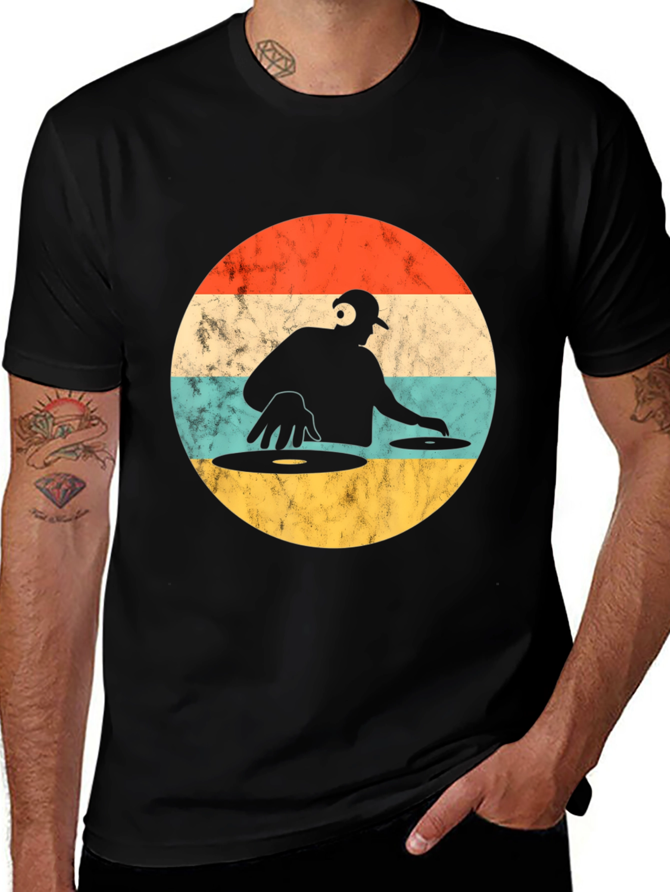 Retro DJ Graphic T-Shirt - Turntable Design