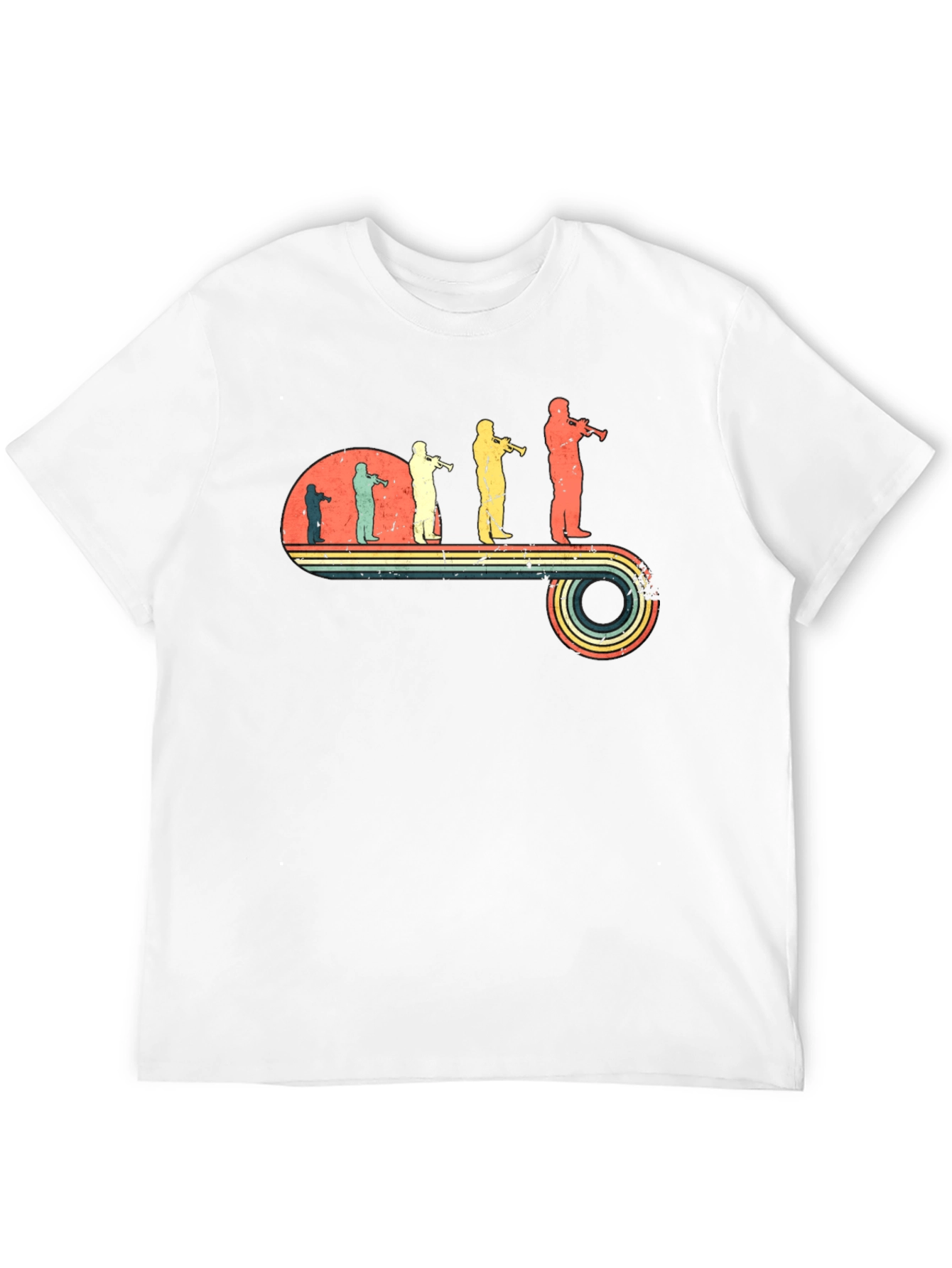 Trumpet Player Retro Evolution Black T-Shirt