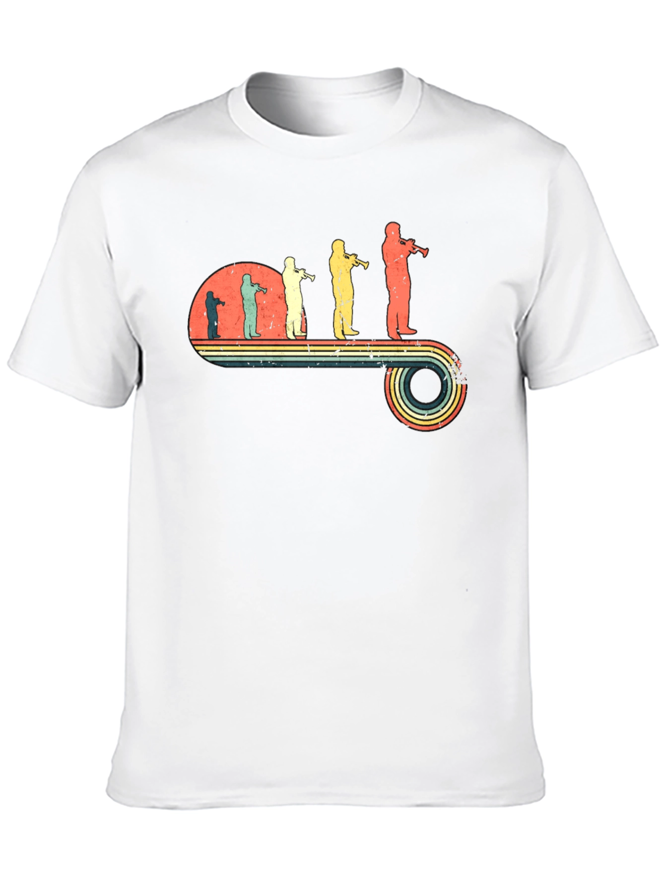 Trumpet Player Retro Evolution Black T-Shirt