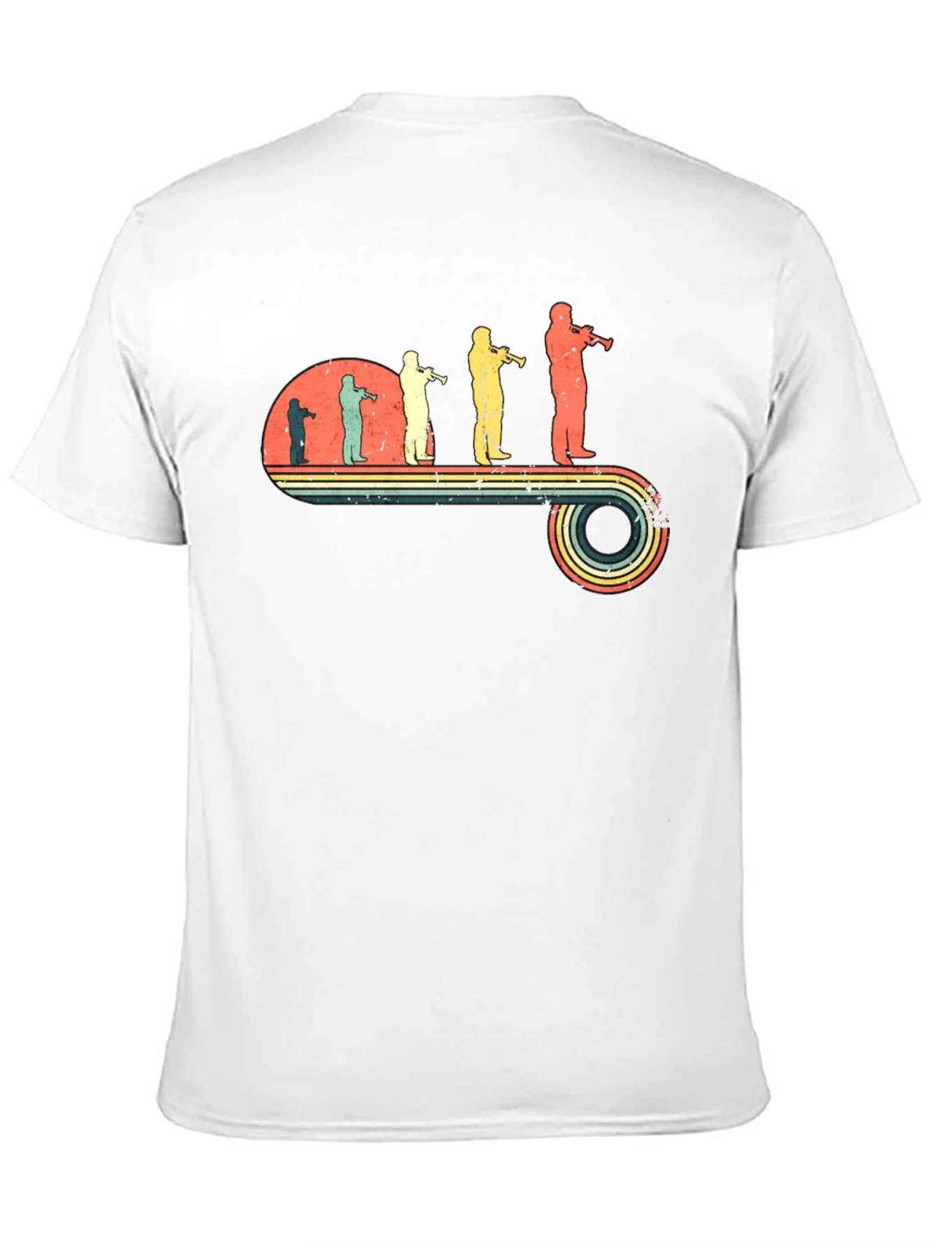 Trumpet Player Retro Evolution Black T-Shirt
