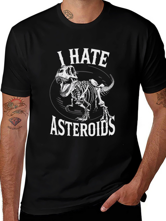 I Hate Asteroids Dinosaur Skeleton Graphic T-Shirt