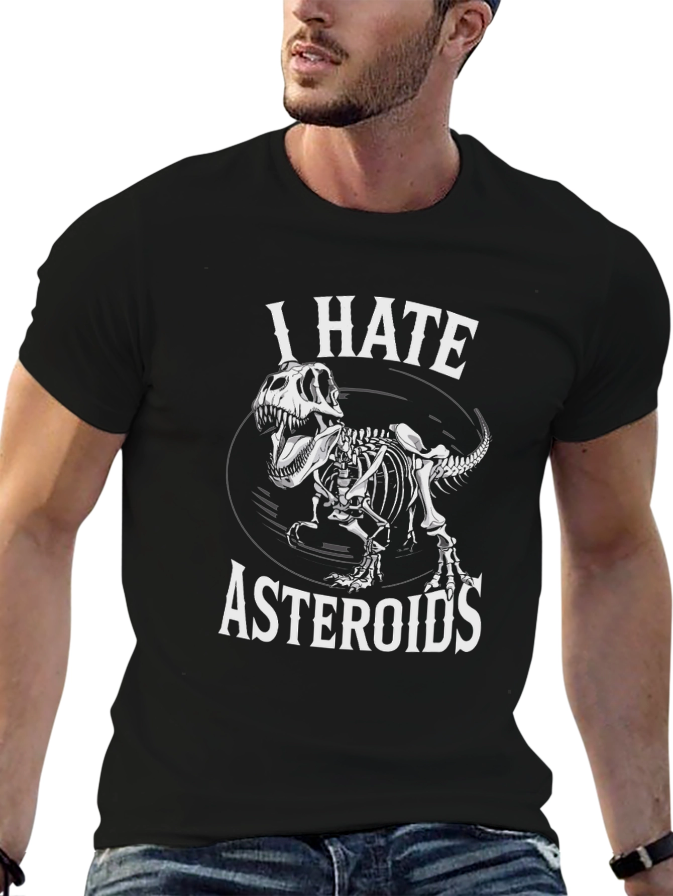 I Hate Asteroids Dinosaur Skeleton Graphic T-Shirt