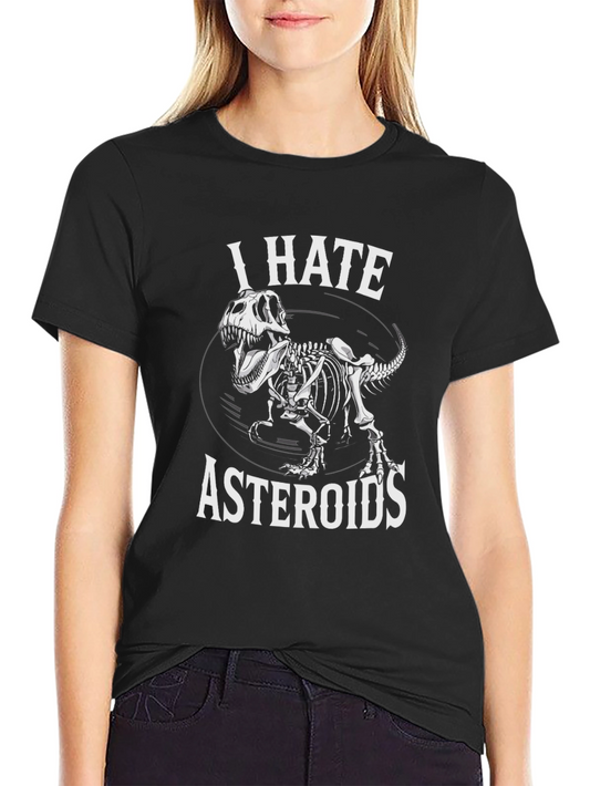 I Hate Asteroids Dinosaur Skeleton Graphic T-Shirt