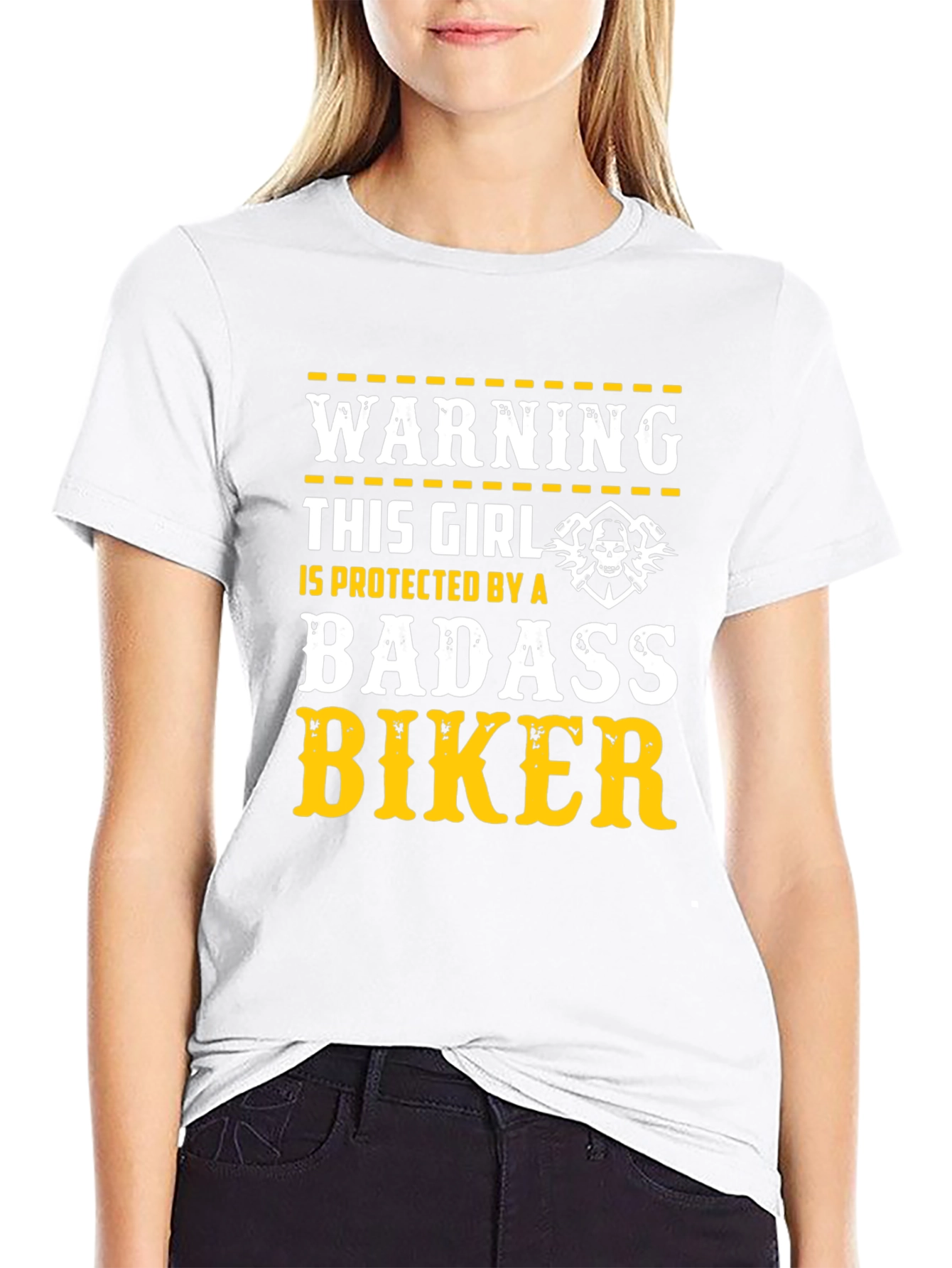 Warning Badass Biker Protected Girl T-Shirt