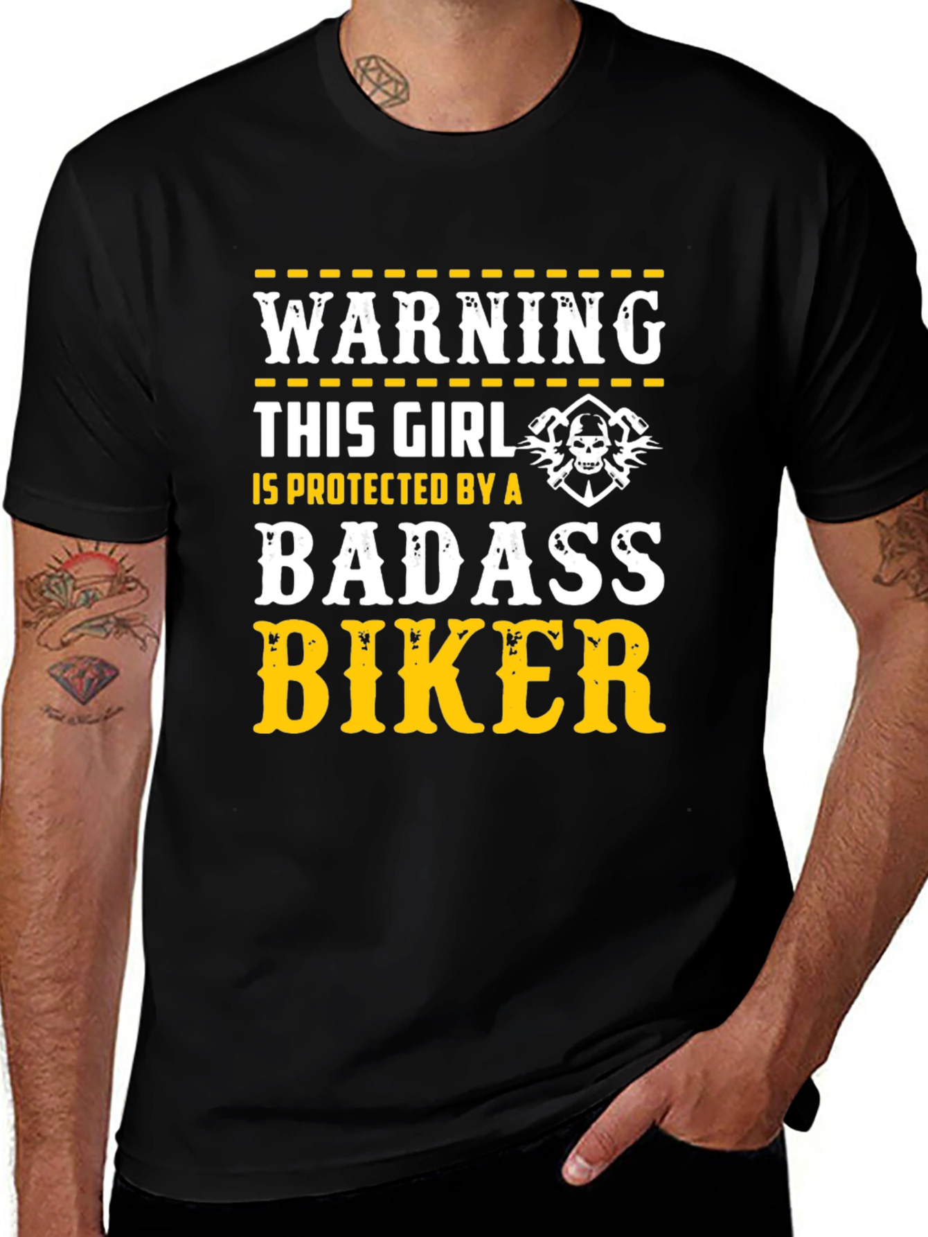 Warning Badass Biker Protected Girl T-Shirt