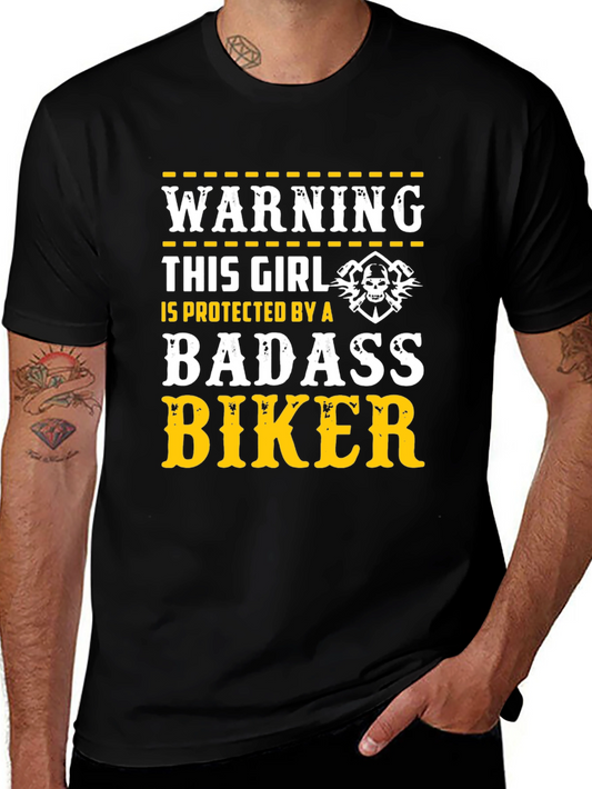 Warning Badass Biker Protected Girl T-Shirt