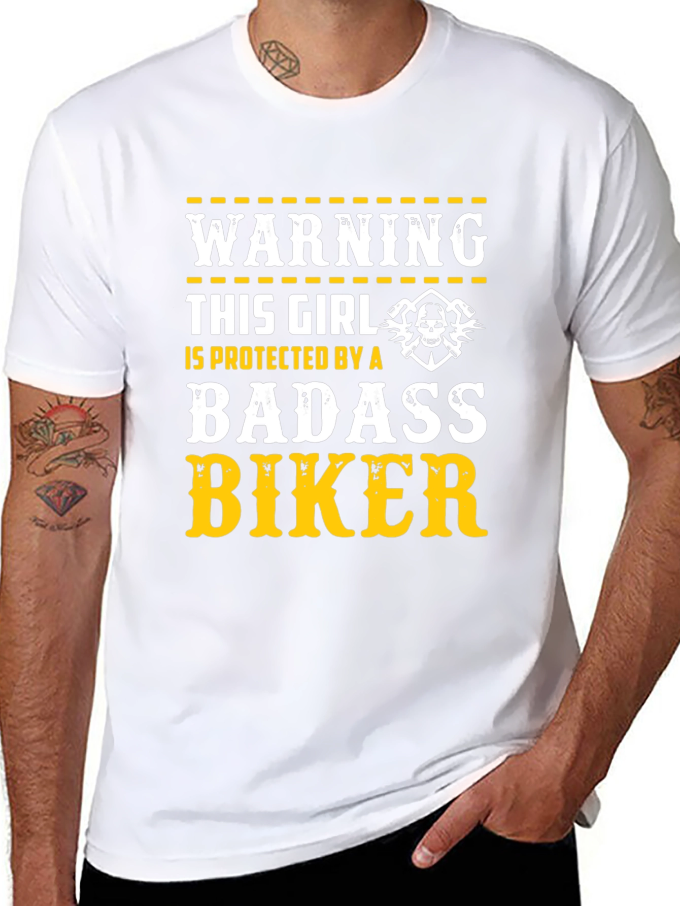 Warning Badass Biker Protected Girl T-Shirt