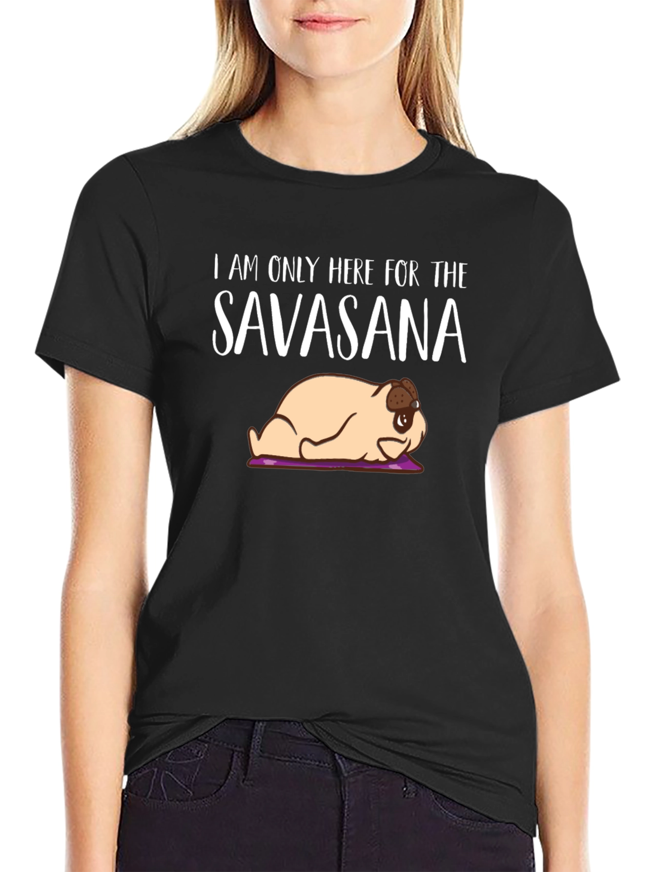 Savasana Pug T-Shirt - Relaxed Yoga Tee