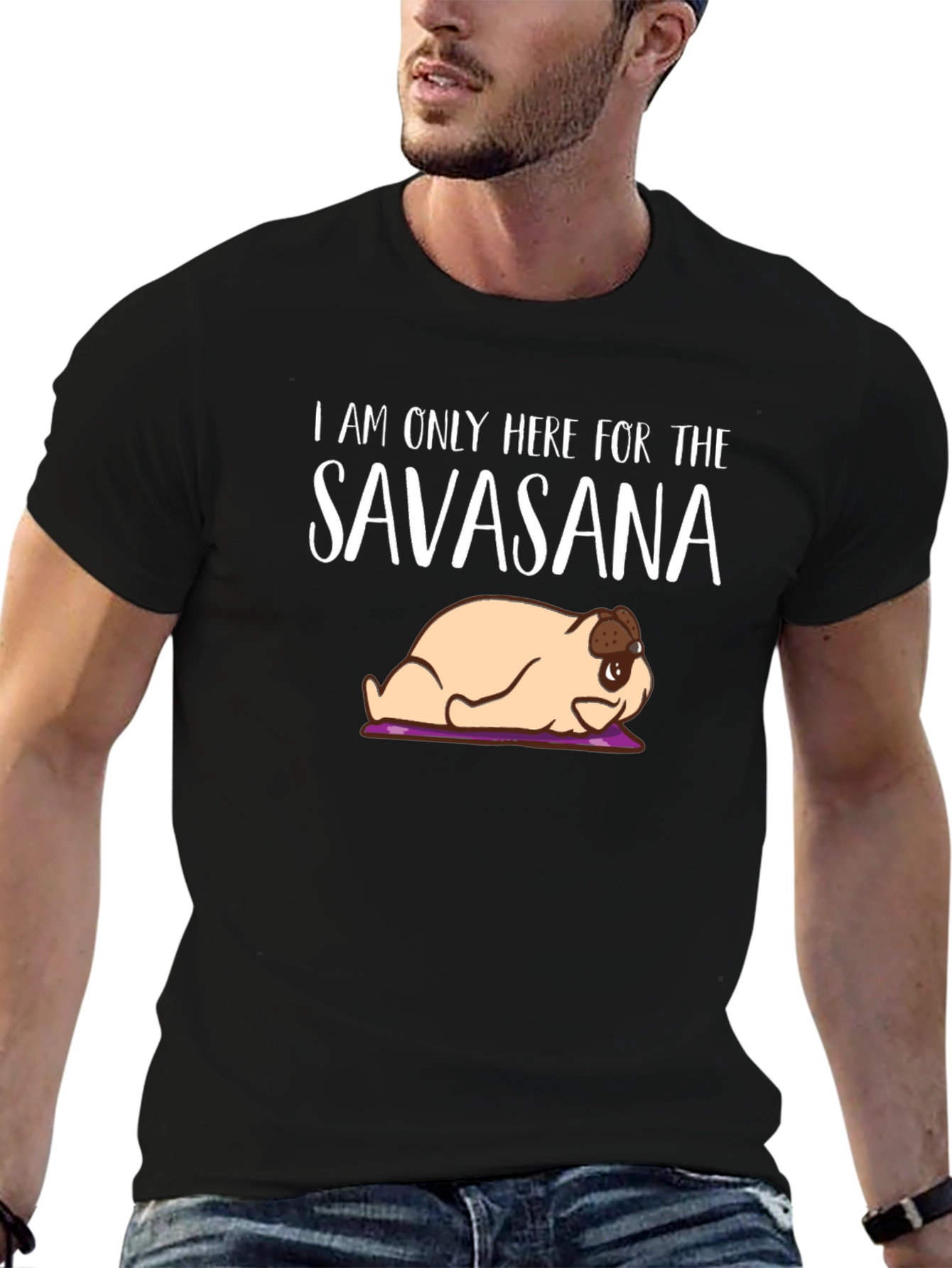 Savasana Pug T-Shirt - Relaxed Yoga Tee
