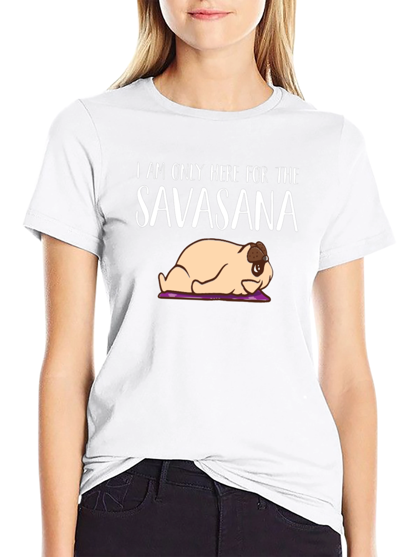 Savasana Pug T-Shirt - Relaxed Yoga Tee