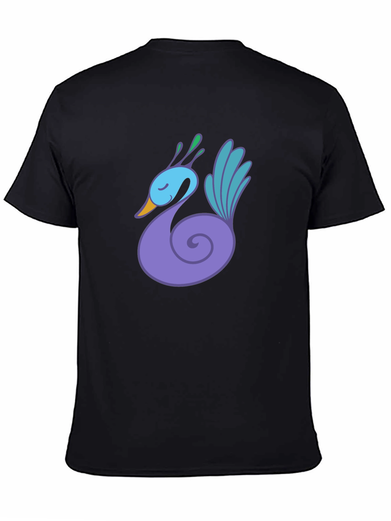 Black T-Shirt with Swan Graphic