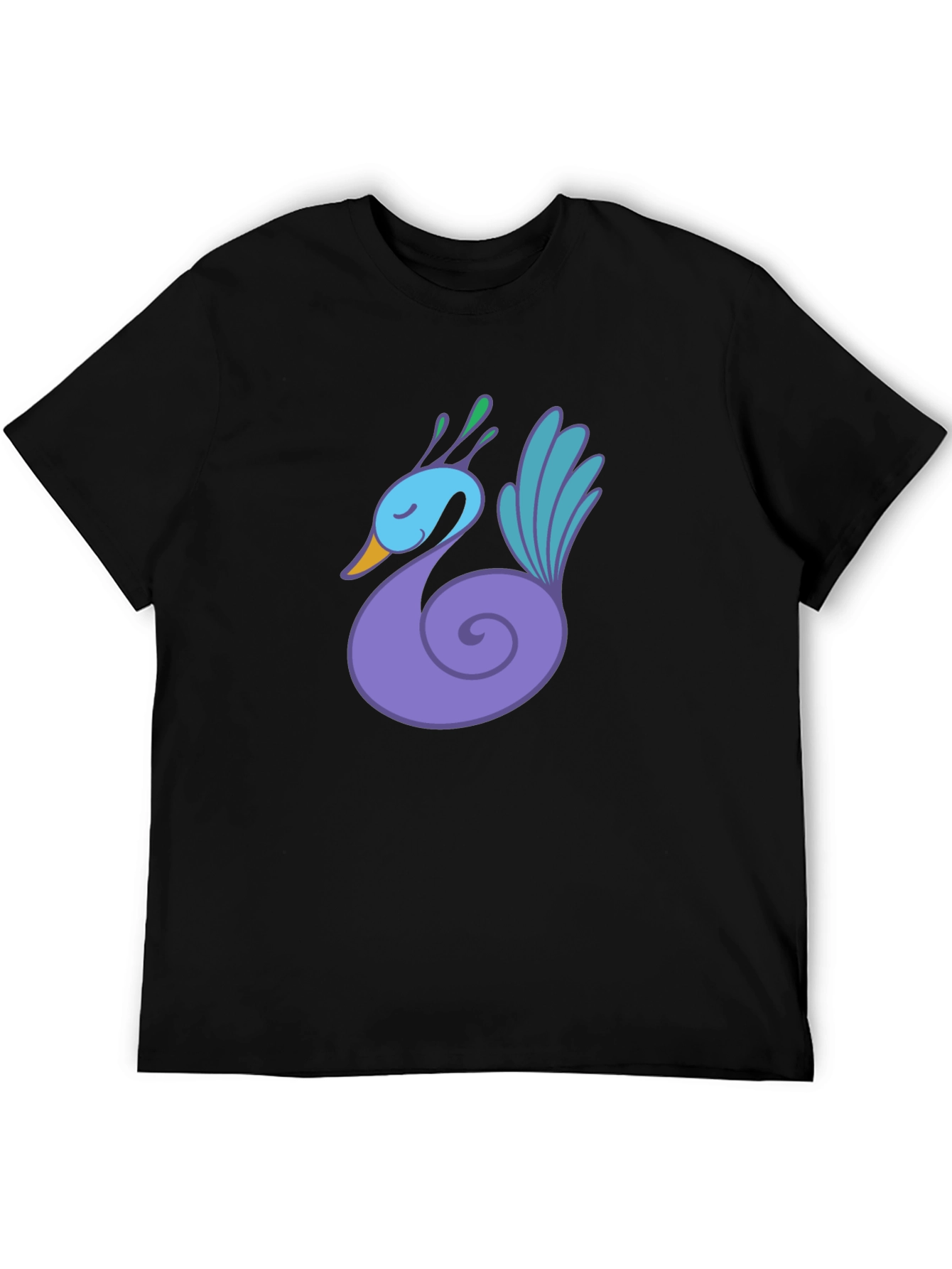 Black T-Shirt with Swan Graphic