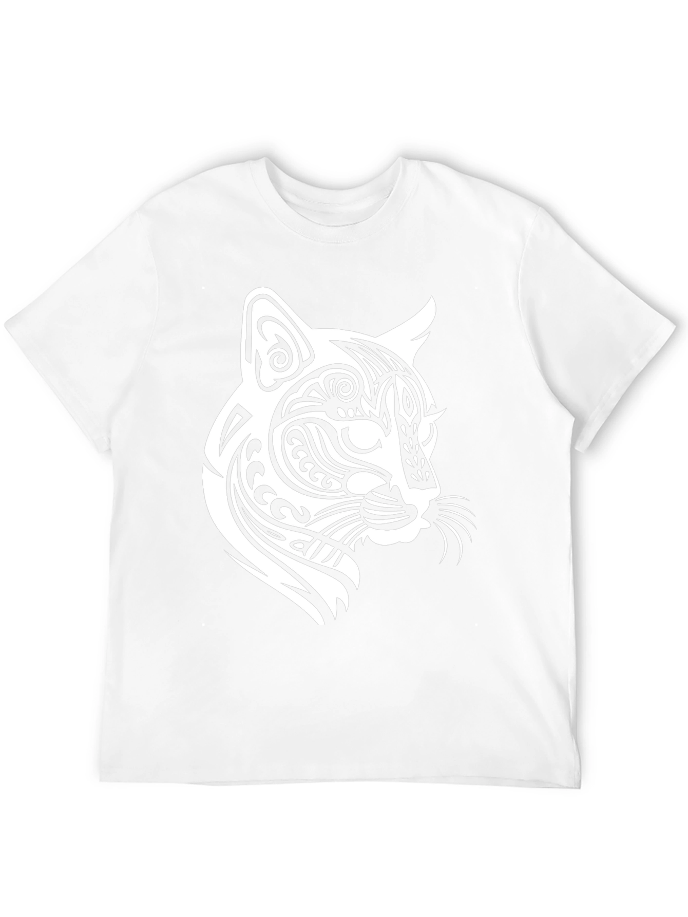 Tribal Cat Graphic T-Shirt - Bold Black Tee