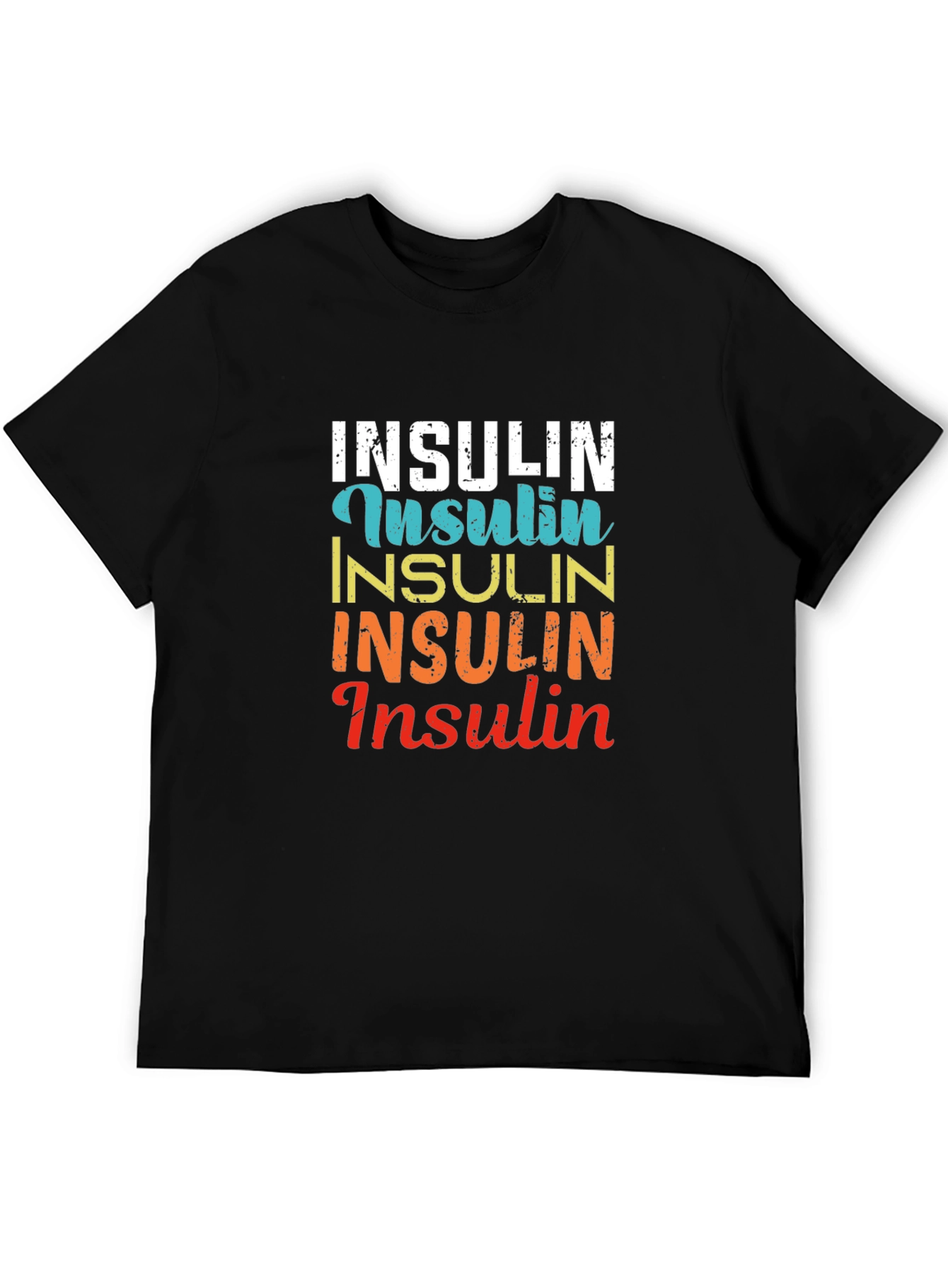 Insulin Stacked Graphic Print Tee - Black Cotton Blend
