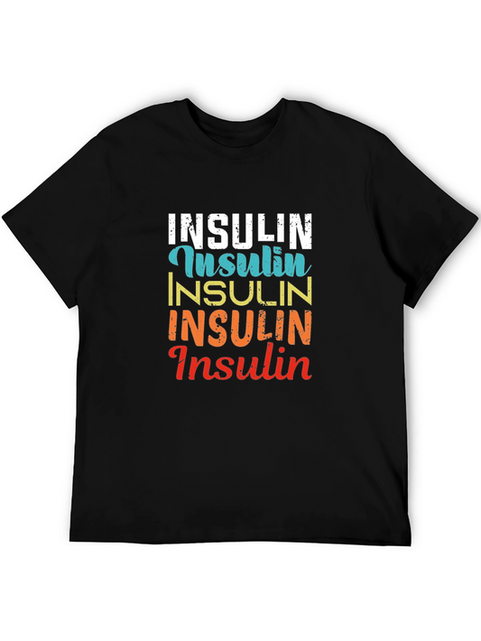 Insulin Stacked Graphic Print Tee - Black Cotton Blend