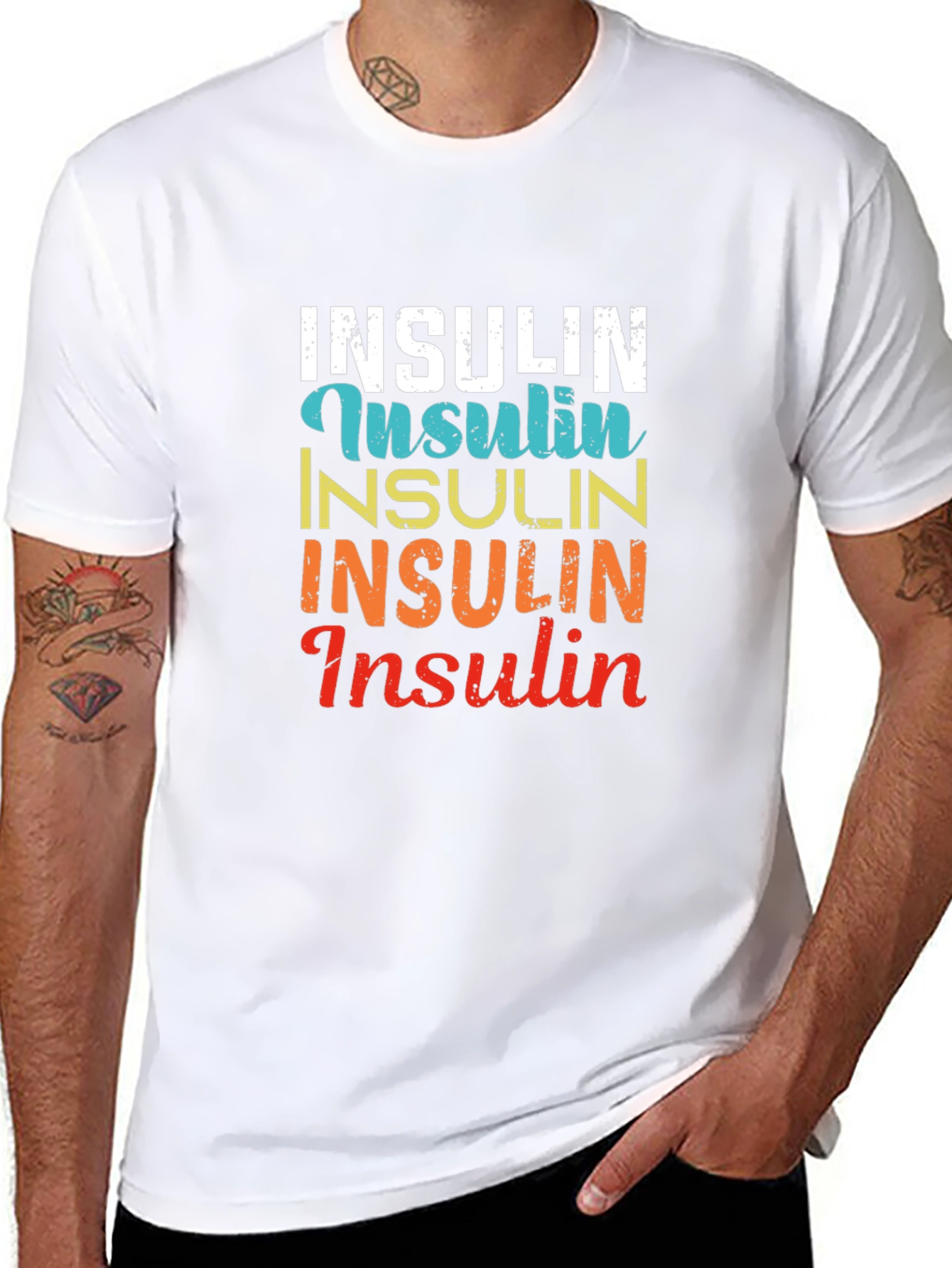 Insulin Stacked Graphic Print Tee - Black Cotton Blend
