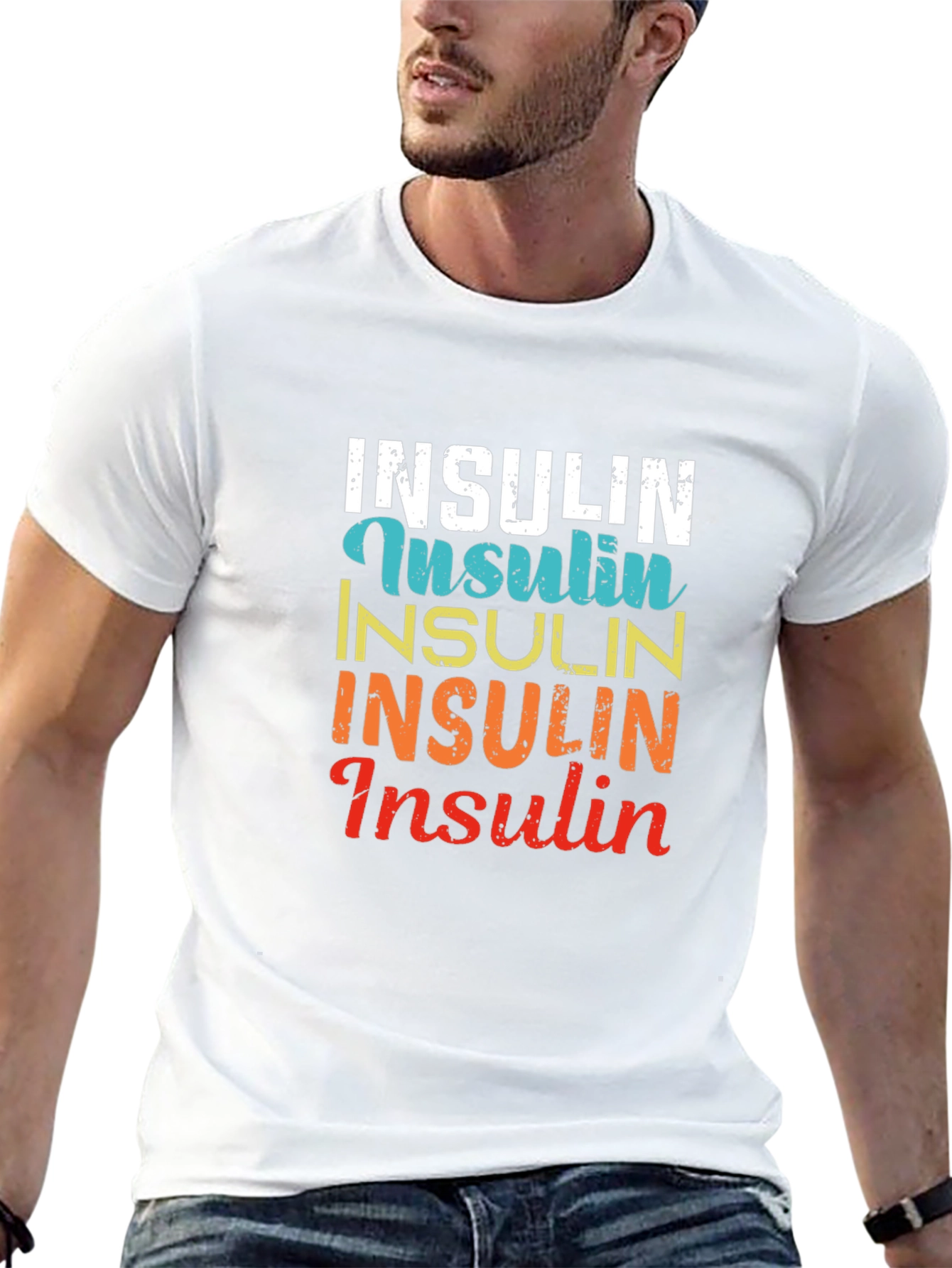 Insulin Stacked Graphic Print Tee - Black Cotton Blend