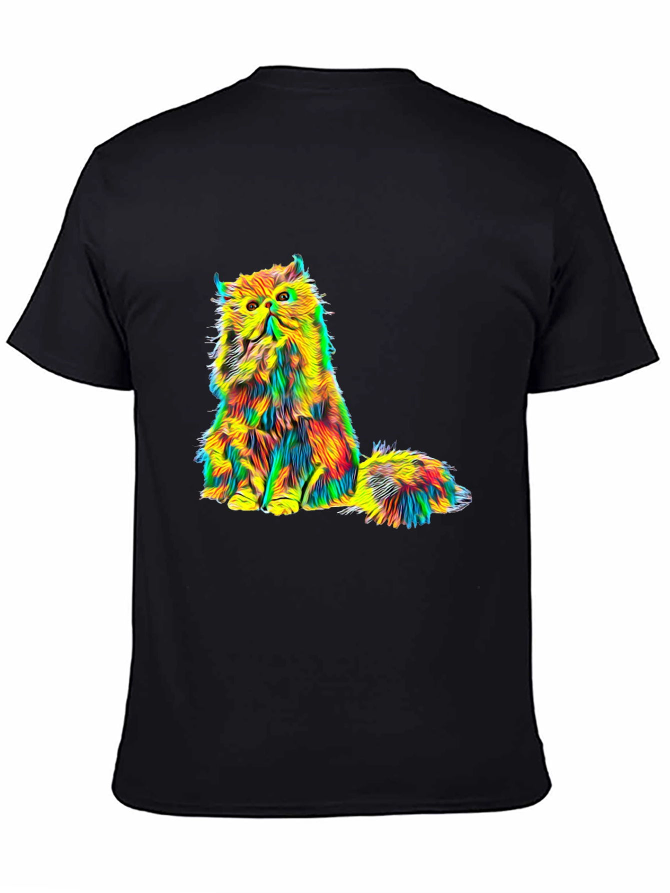 Psychedelic Cat Graphic Tee - Black Unisex T-Shirt