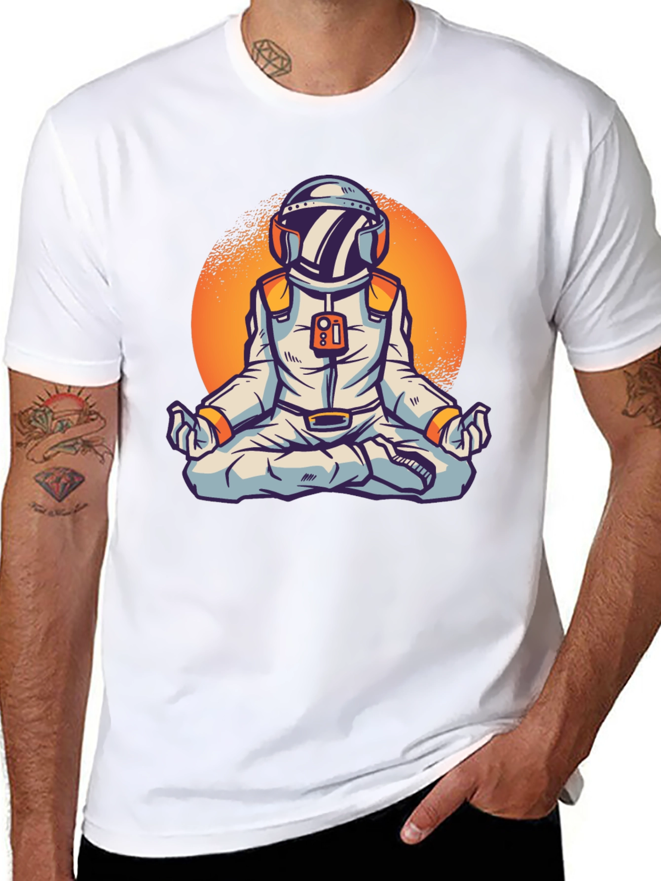 Meditating Astronaut Graphic Tee - Space Yogi T-Shirt