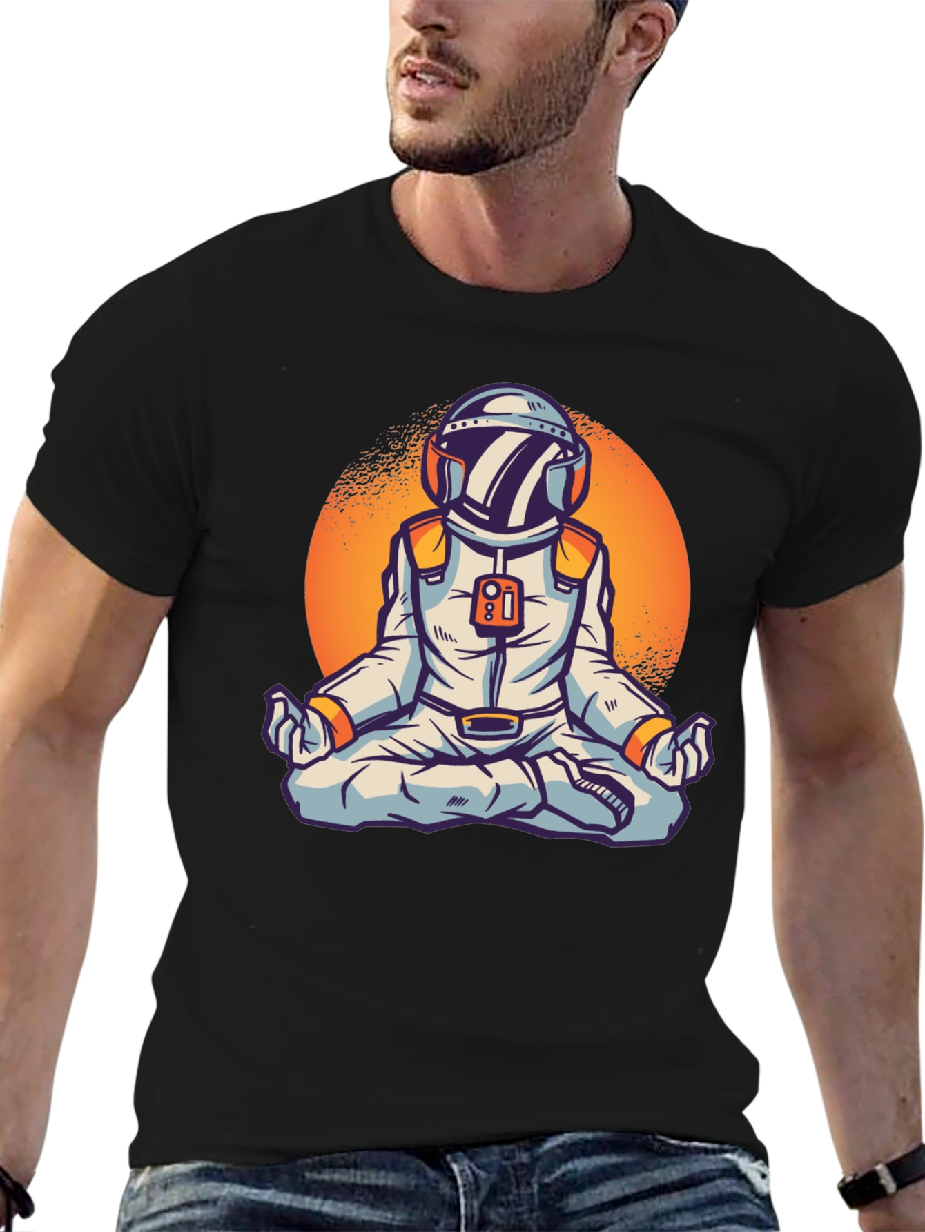 Meditating Astronaut Graphic Tee - Space Yogi T-Shirt