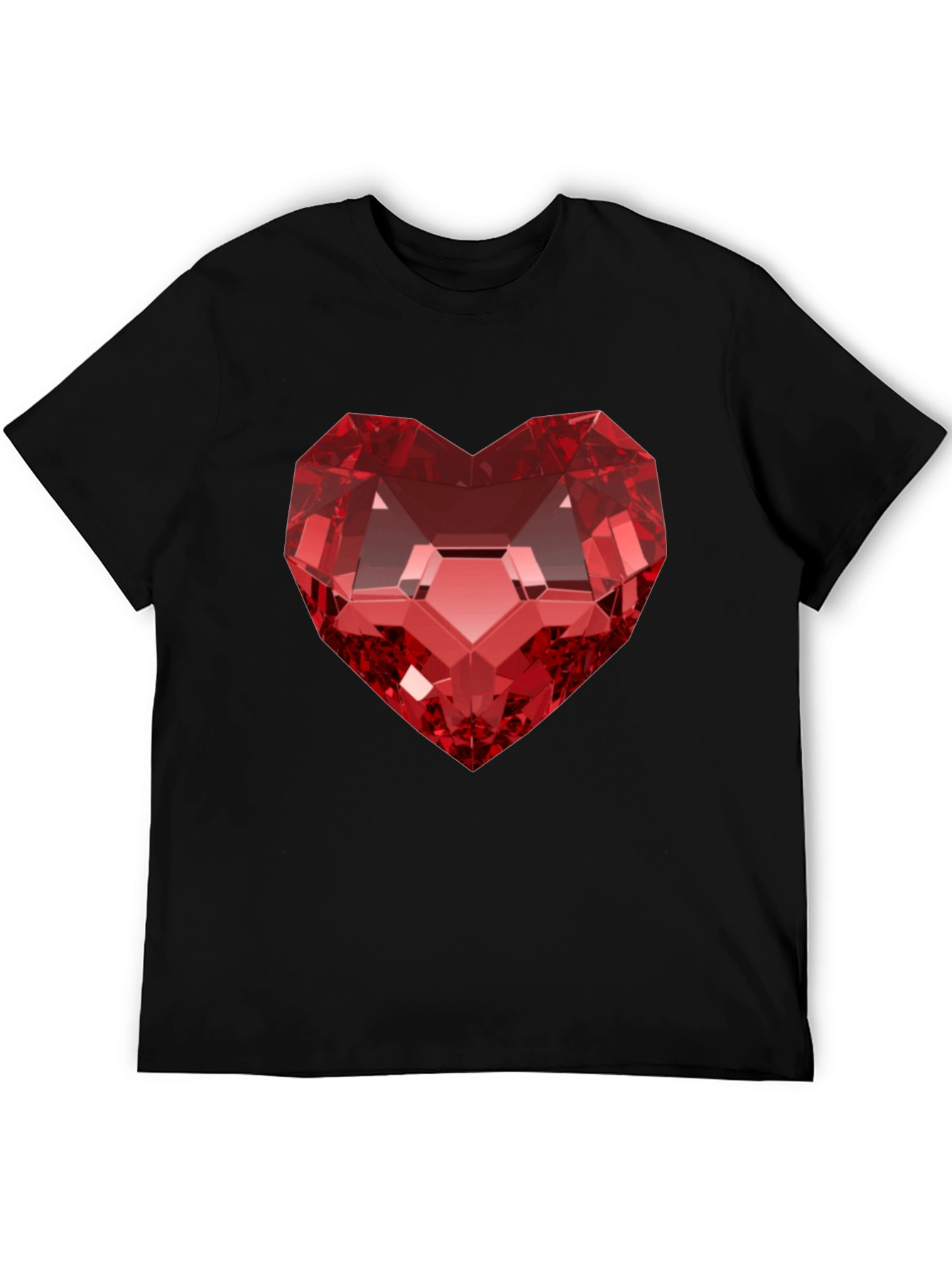 Red Heart Gem Black T-Shirt