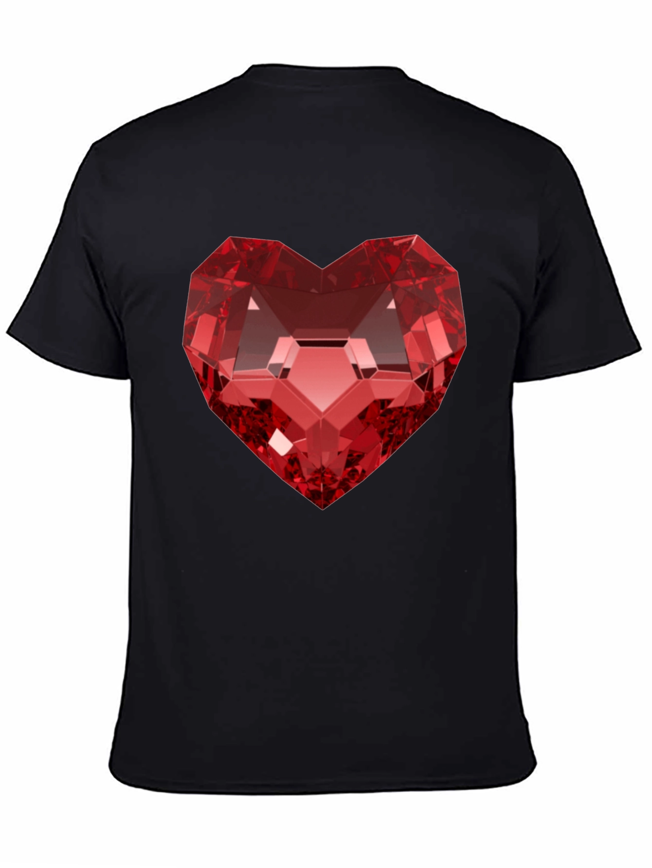 Red Heart Gem Black T-Shirt