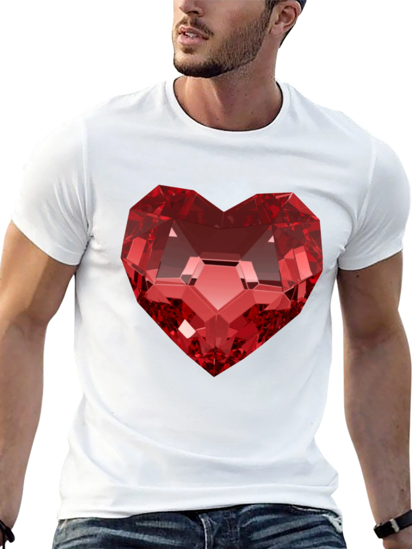 Red Heart Gem Black T-Shirt