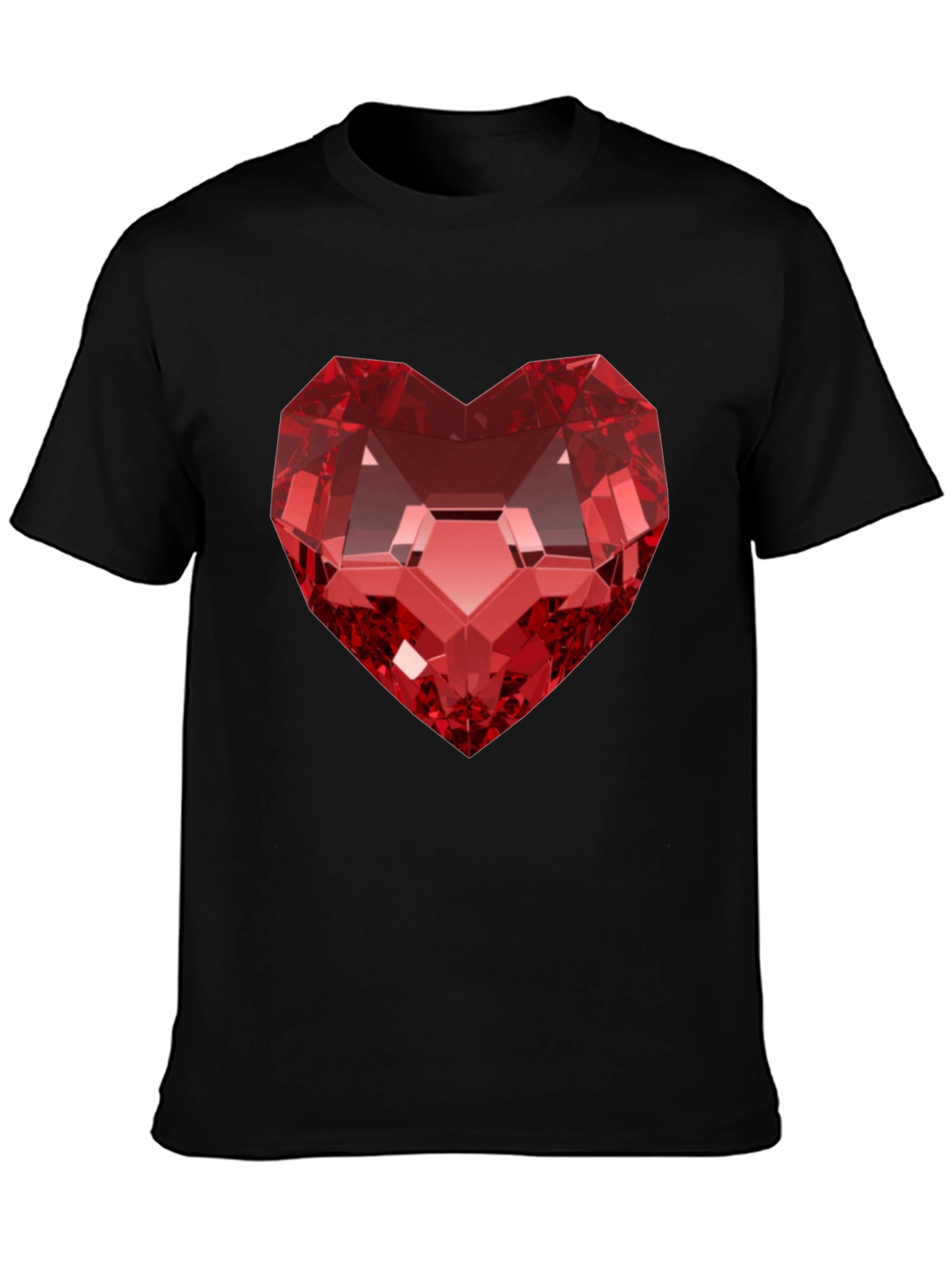 Red Heart Gem Black T-Shirt