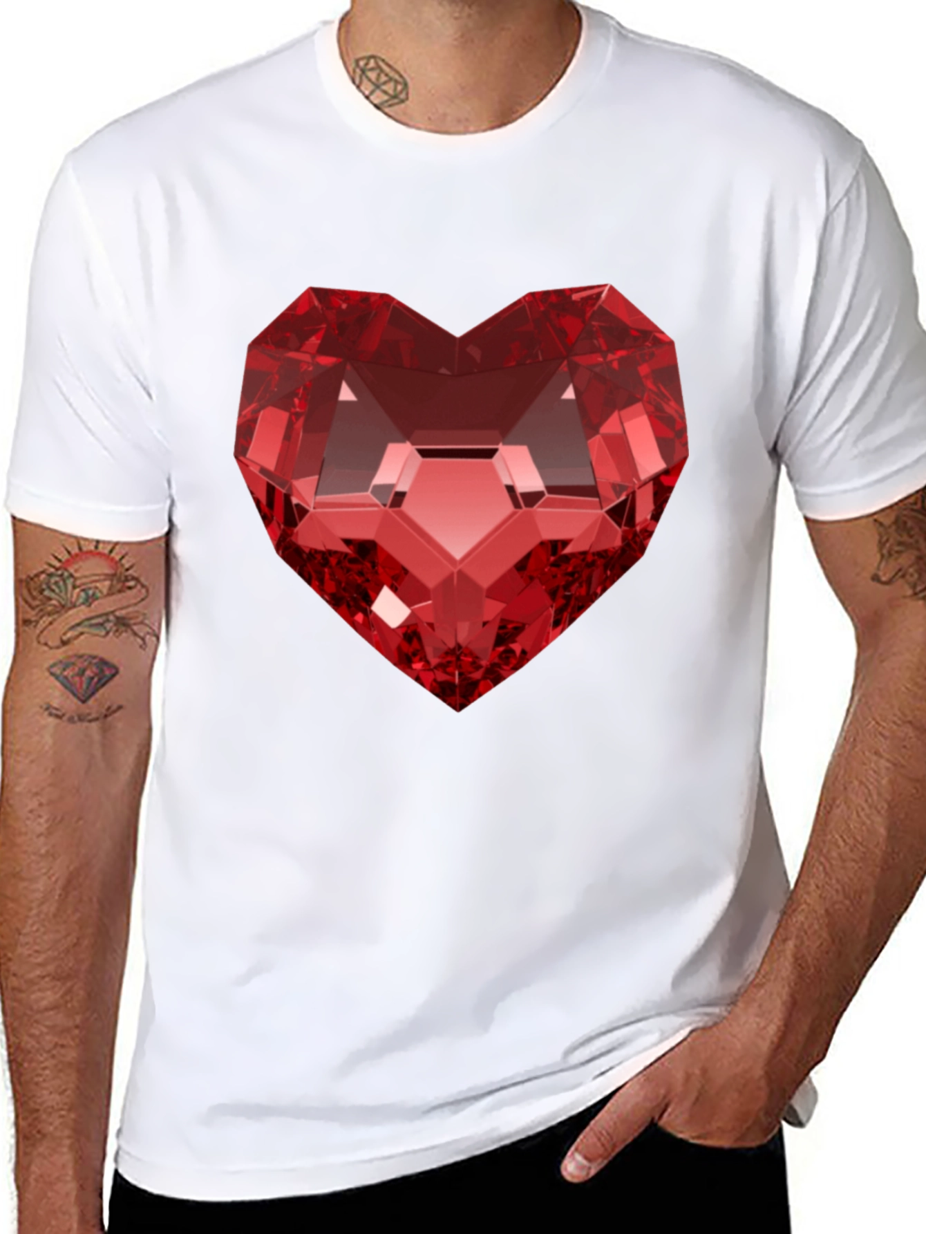 Red Heart Gem Black T-Shirt