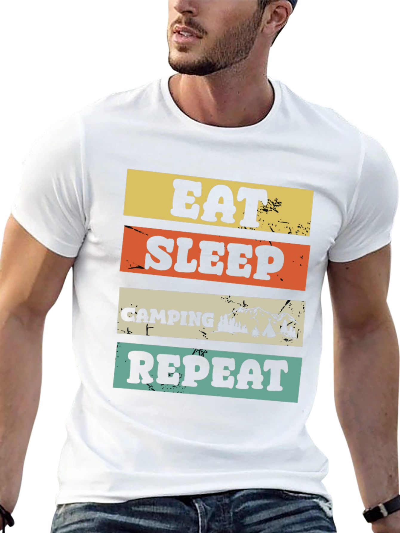 Eat Sleep Camping Repeat Black T-Shirt