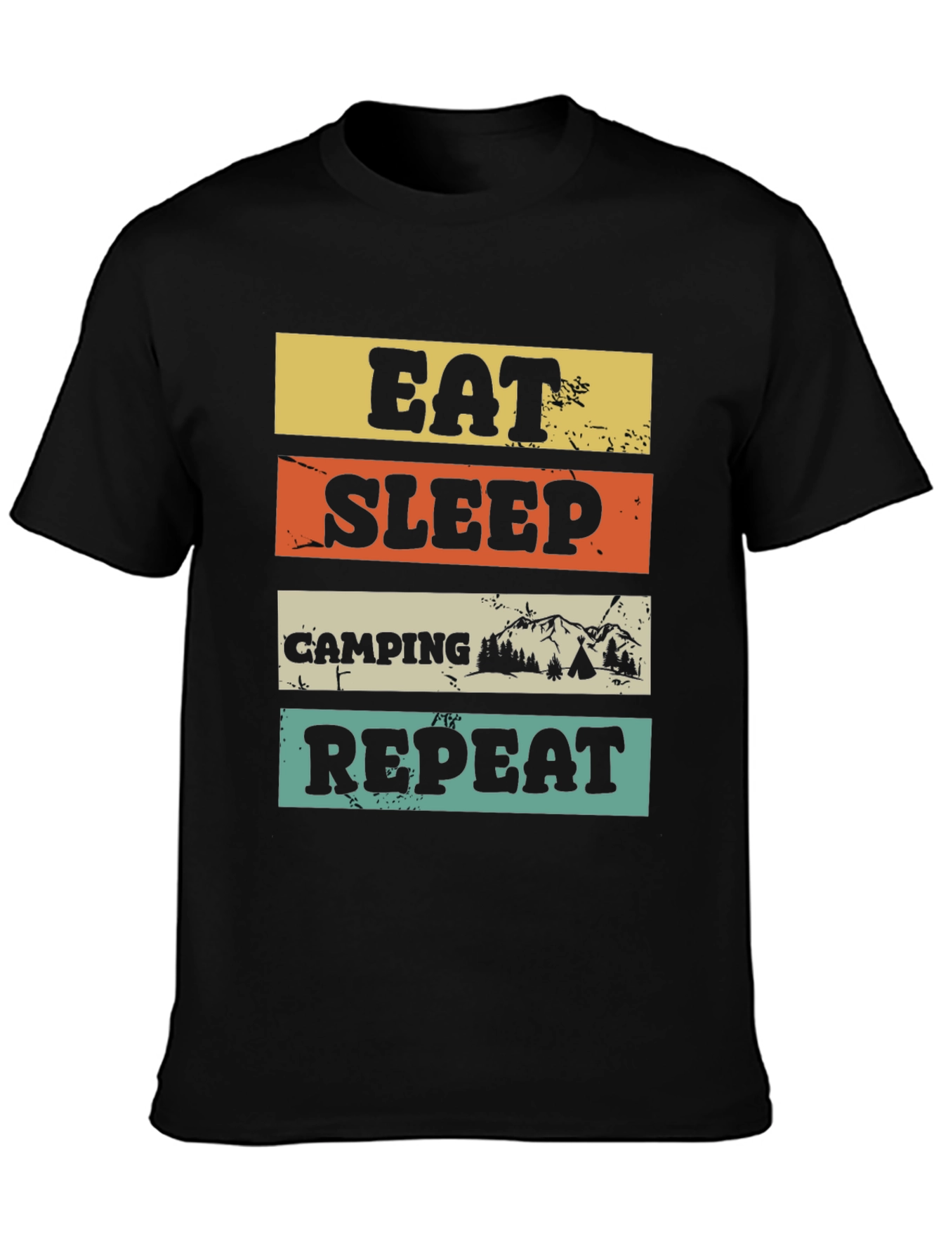 Eat Sleep Camping Repeat Black T-Shirt