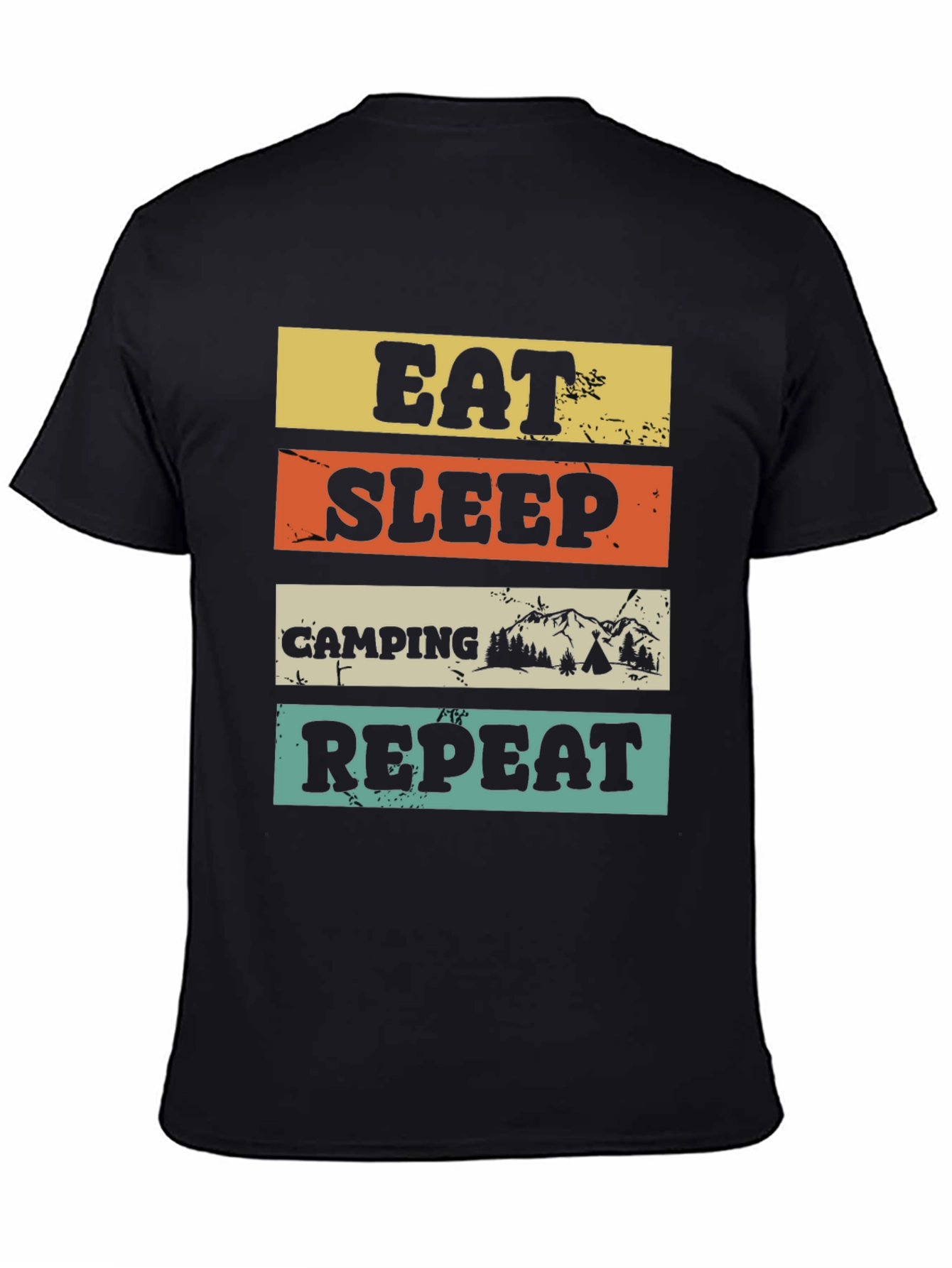 Eat Sleep Camping Repeat Black T-Shirt