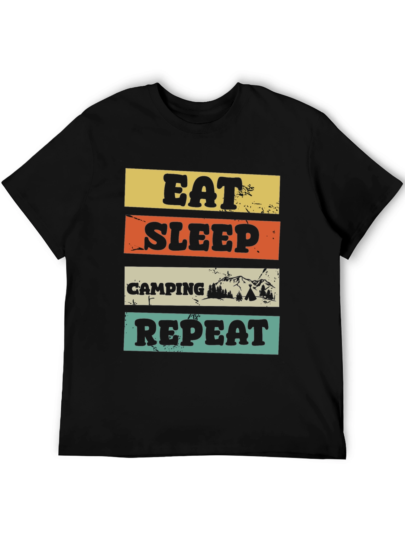 Eat Sleep Camping Repeat Black T-Shirt