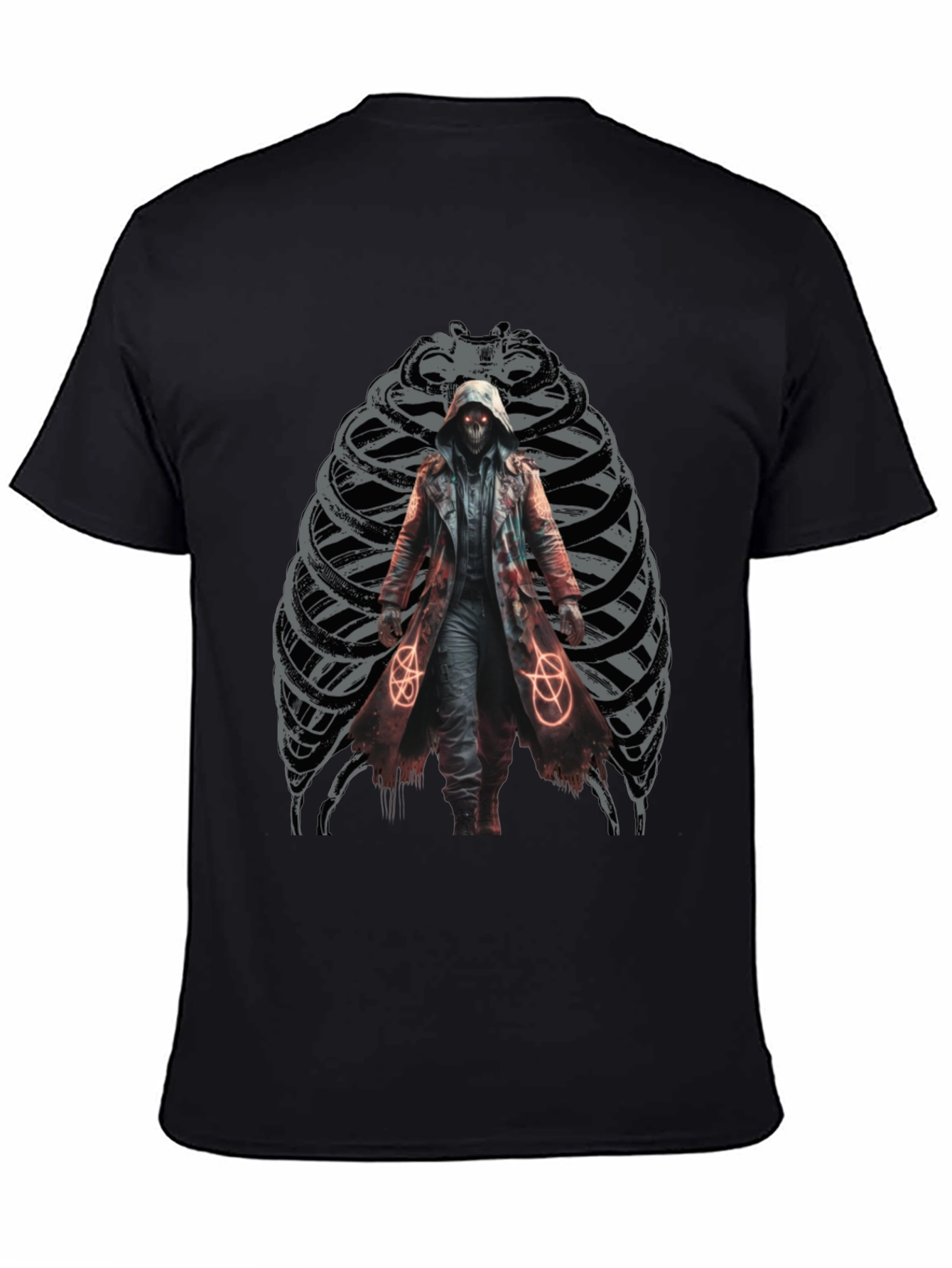 Grim Reaper Ribcage Graphic T-Shirt - Dark Gothic Style