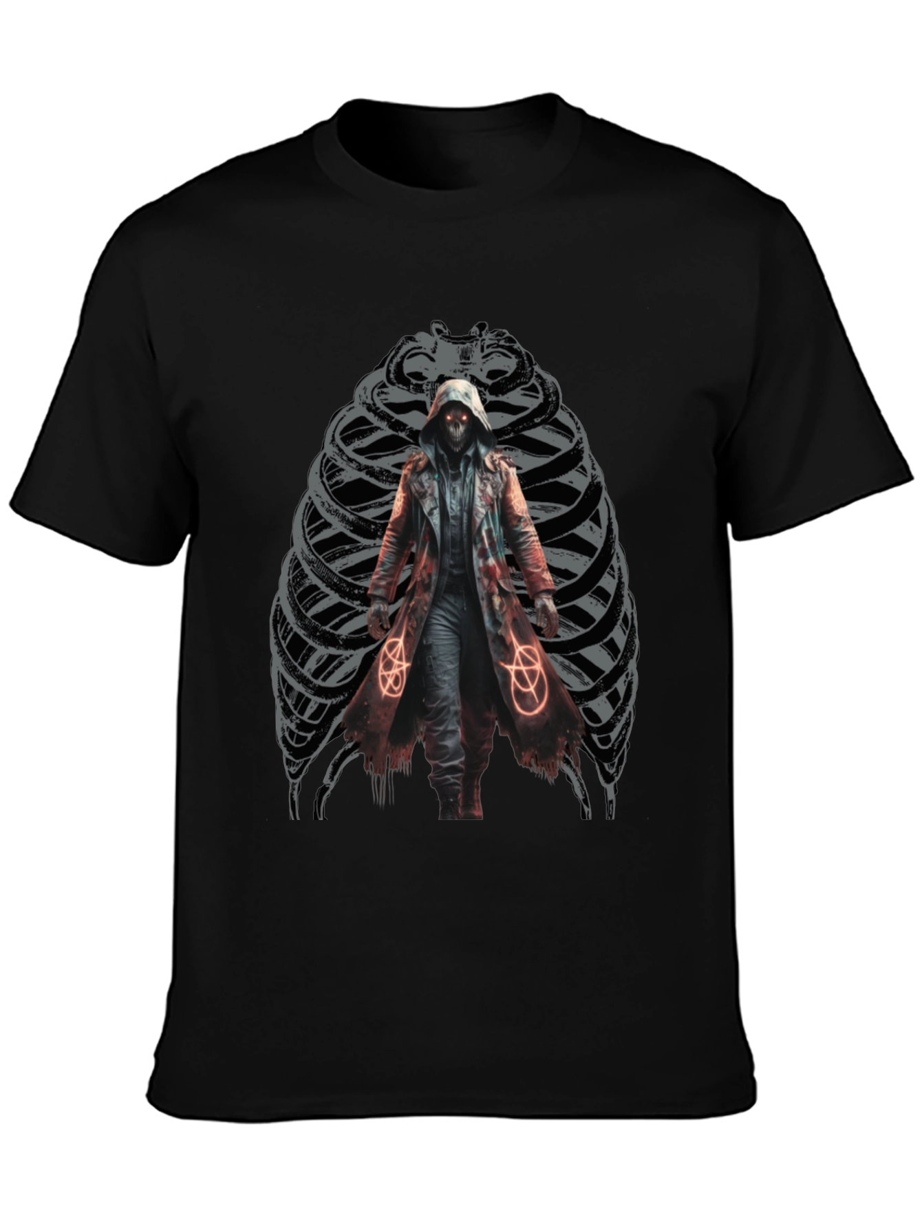 Grim Reaper Ribcage Graphic T-Shirt - Dark Gothic Style