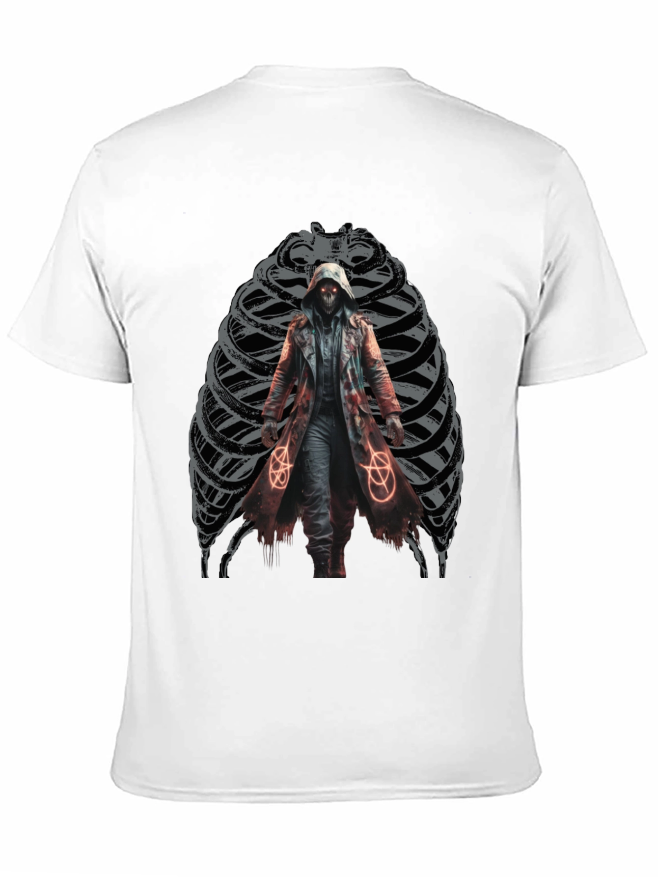 Grim Reaper Ribcage Graphic T-Shirt - Dark Gothic Style