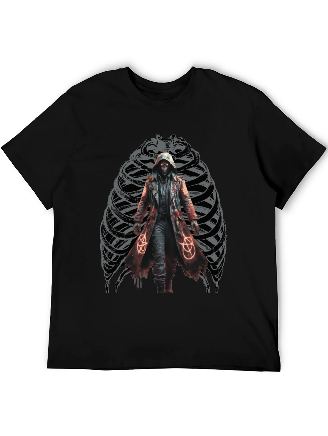 Grim Reaper Ribcage Graphic T-Shirt - Dark Gothic Style