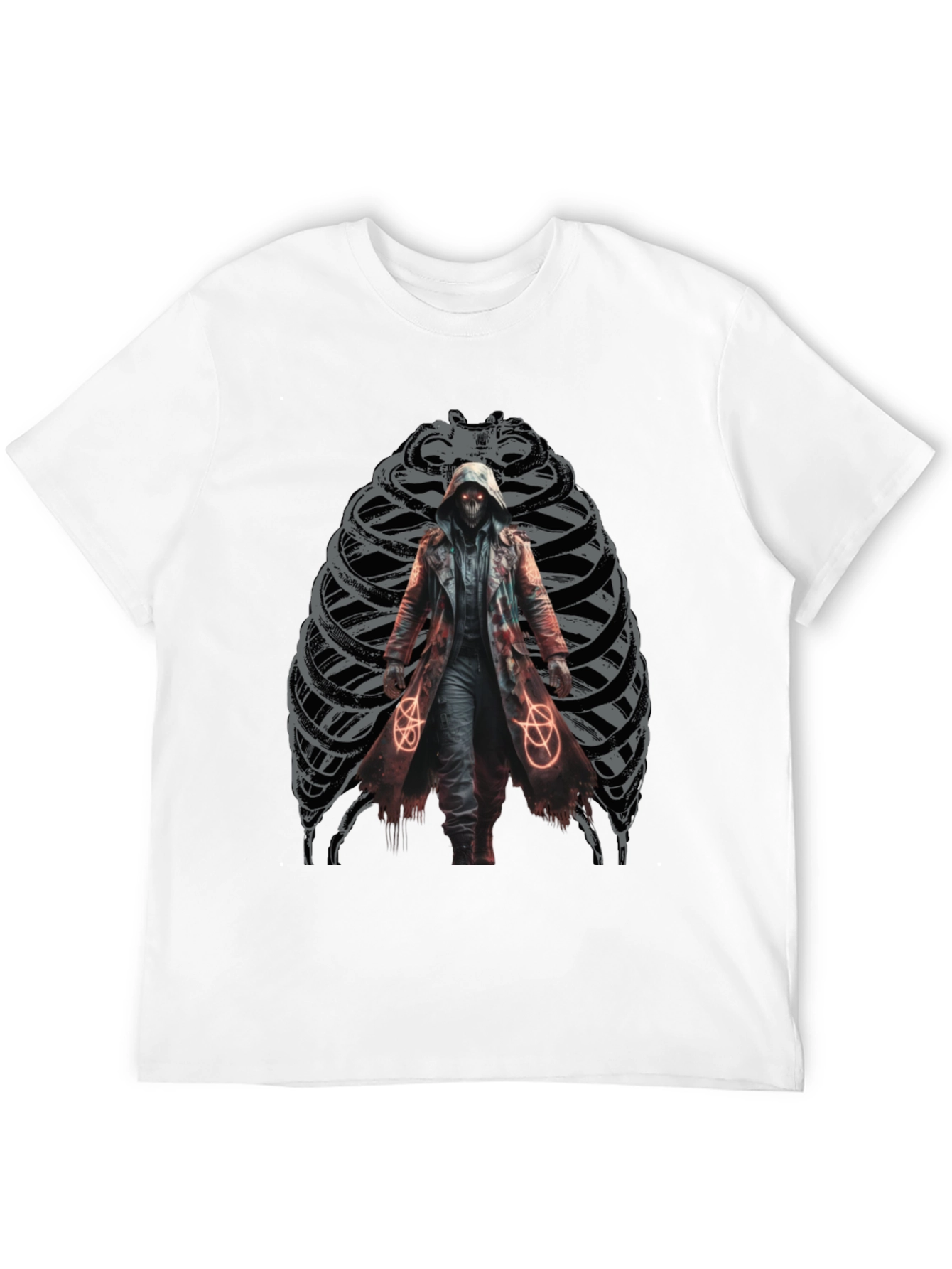 Grim Reaper Ribcage Graphic T-Shirt - Dark Gothic Style