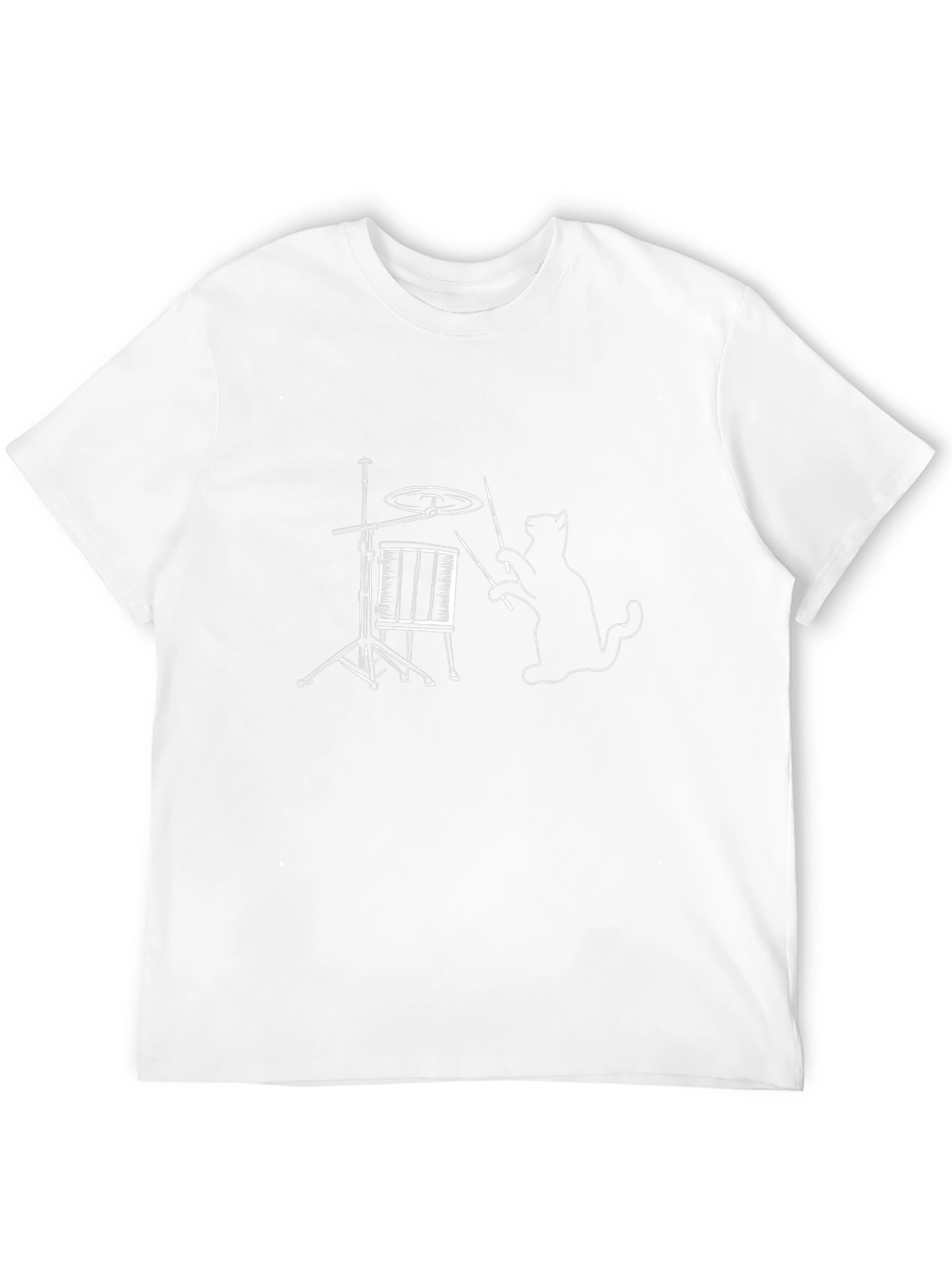 Drumming Cat T-Shirt - Black Cotton Tee