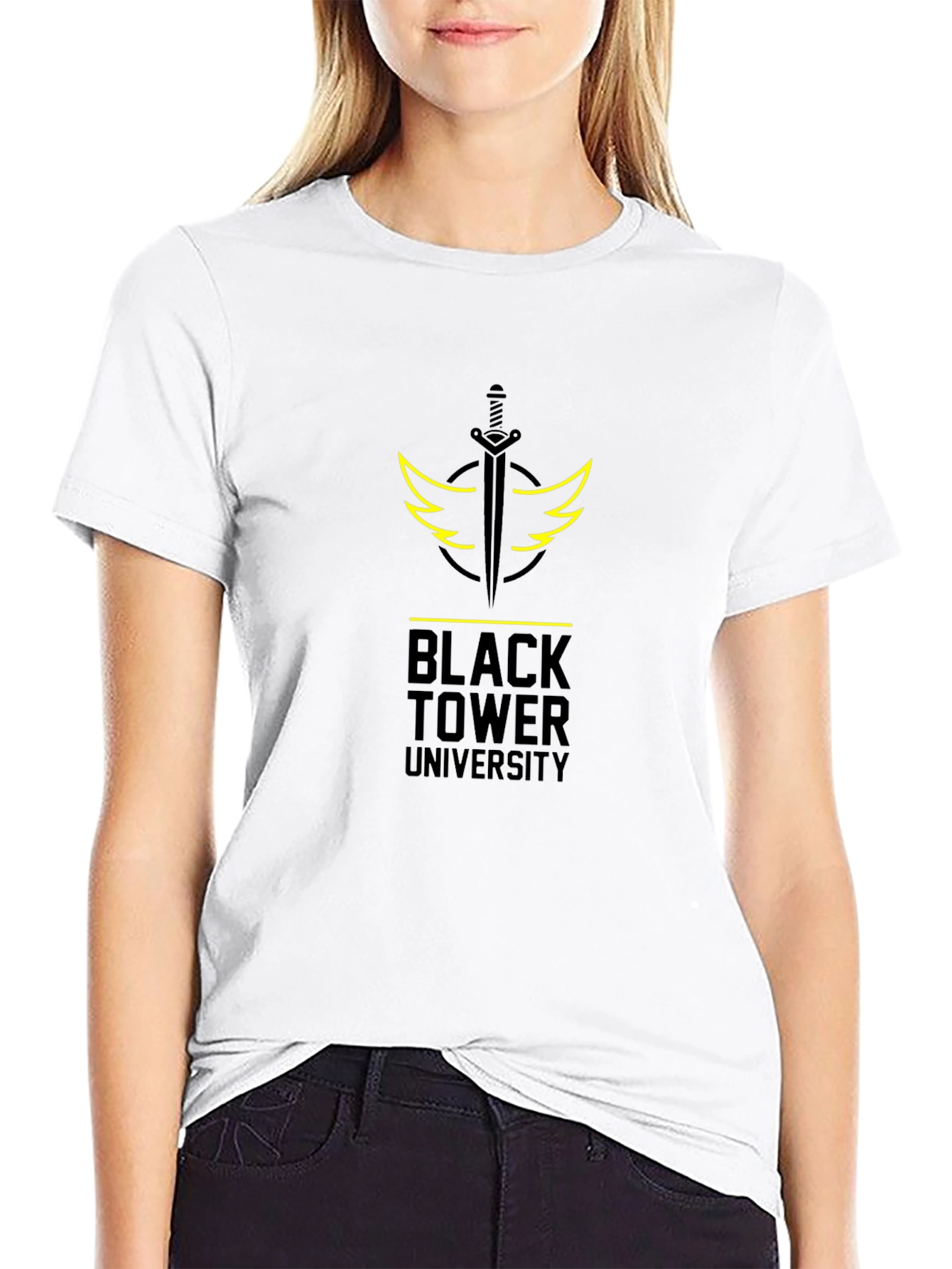Black Tower University Graphic T-Shirt