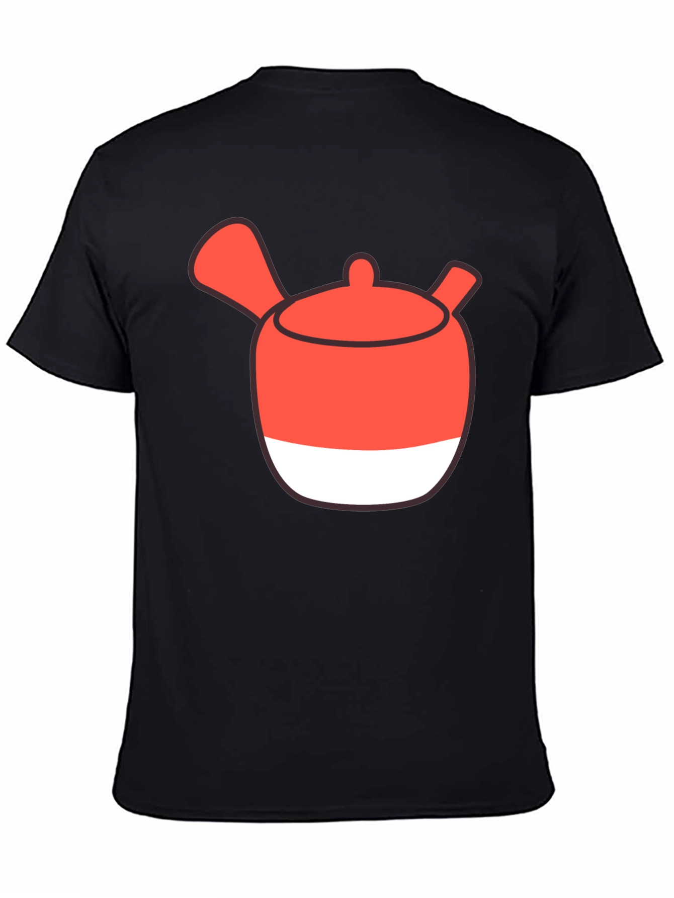 Whimsical Tea Pot Graphic Tee - Casual Black T-Shirt