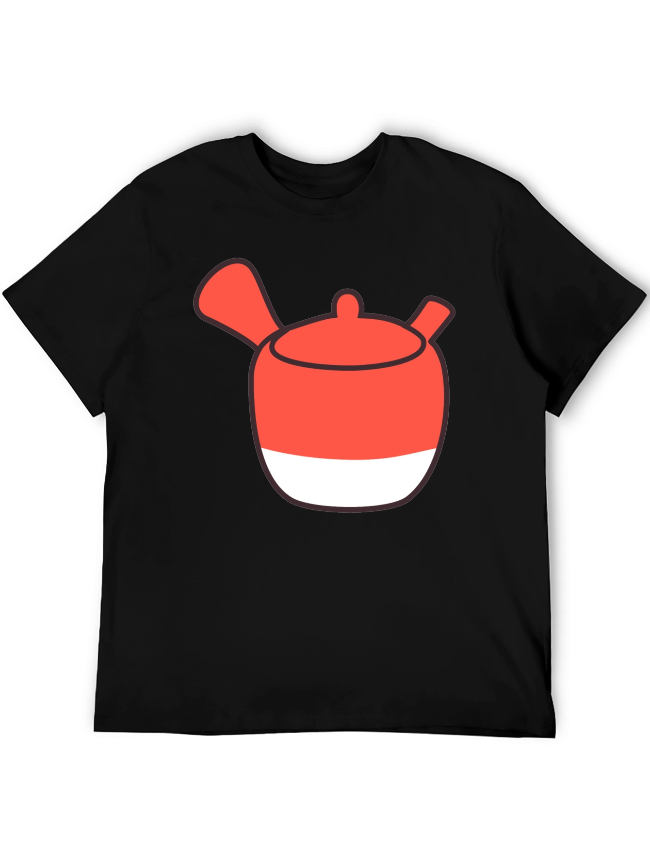 Whimsical Tea Pot Graphic Tee - Casual Black T-Shirt