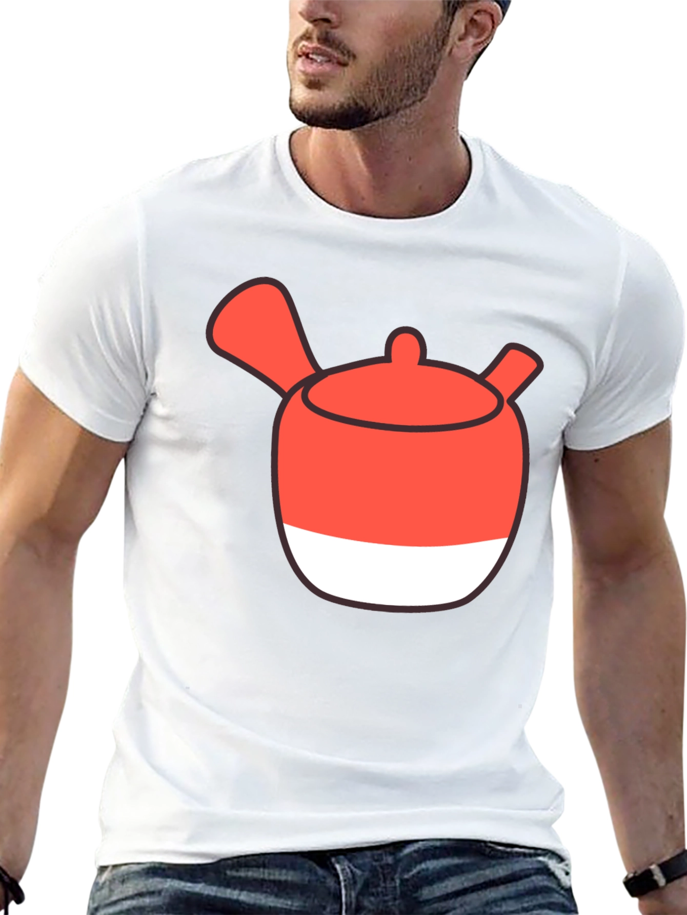 Whimsical Tea Pot Graphic Tee - Casual Black T-Shirt