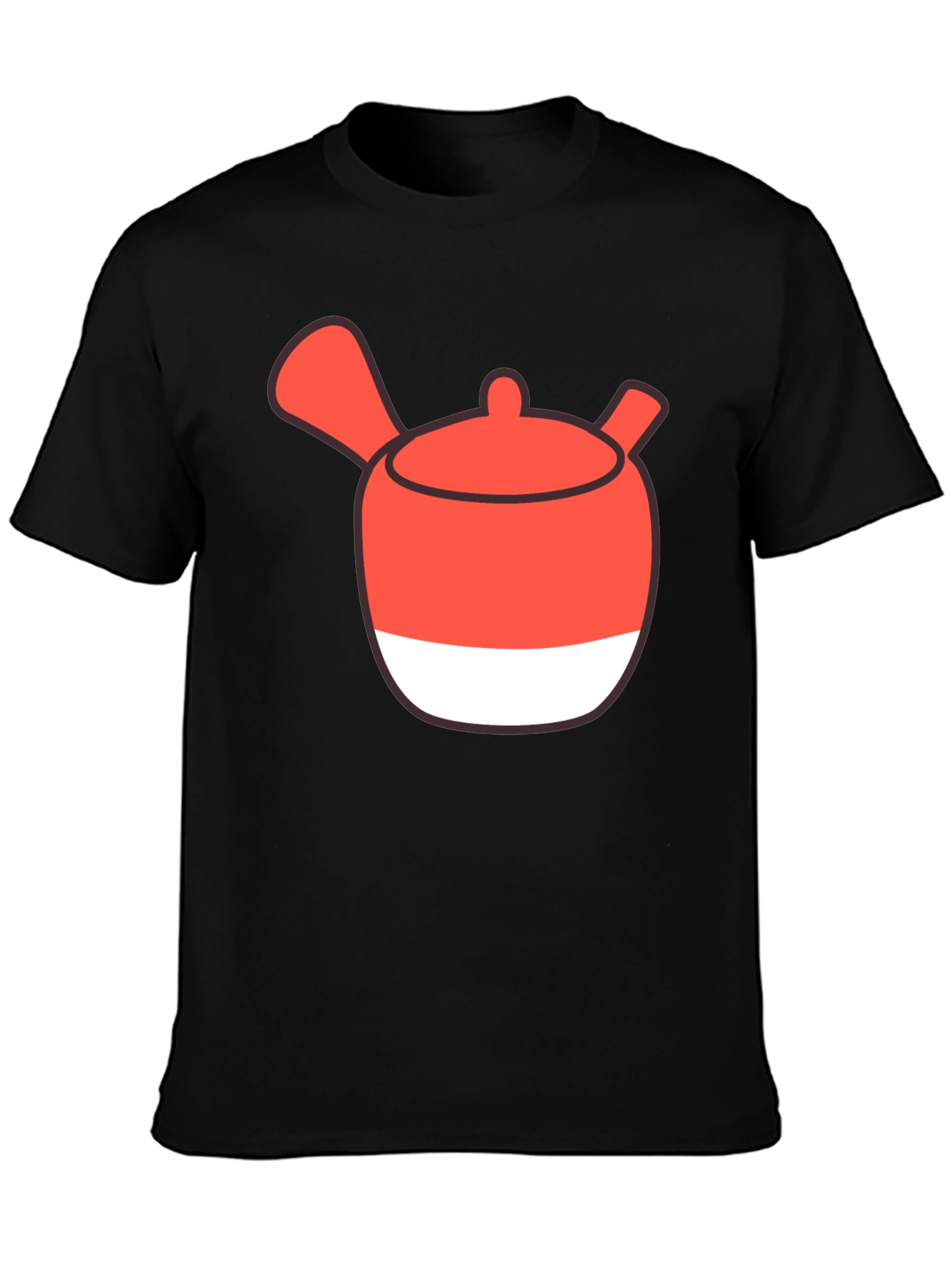 Whimsical Tea Pot Graphic Tee - Casual Black T-Shirt