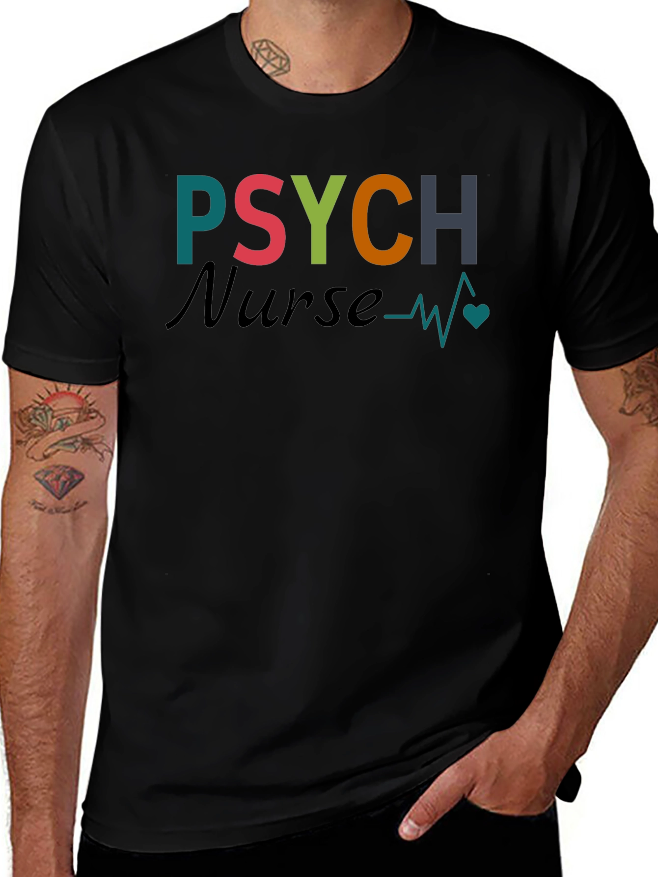 Psych Nurse T-Shirt: Heartbeat Design